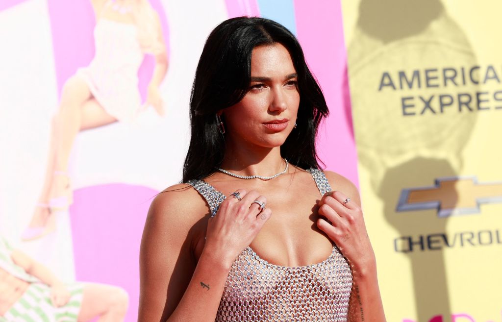 Dua Lipa on the red carpet of the Barbie premiere