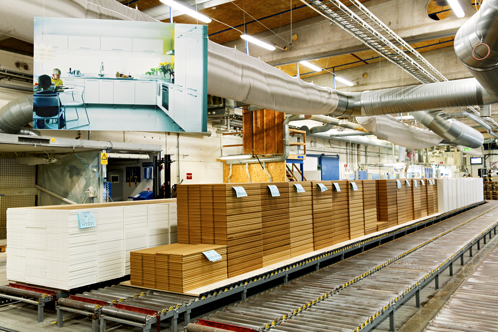 Kitchen cabinet fronts made at Ikea’s factory in Älmhult.