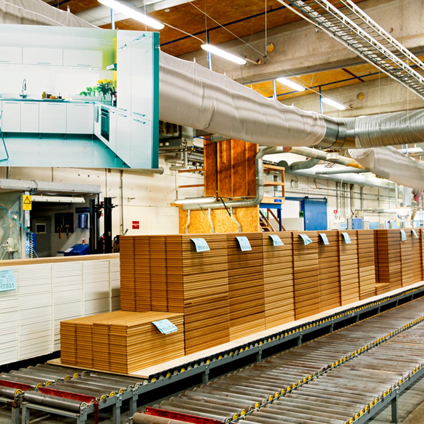 Kitchen cabinet fronts made at Ikea’s factory in Älmhult.