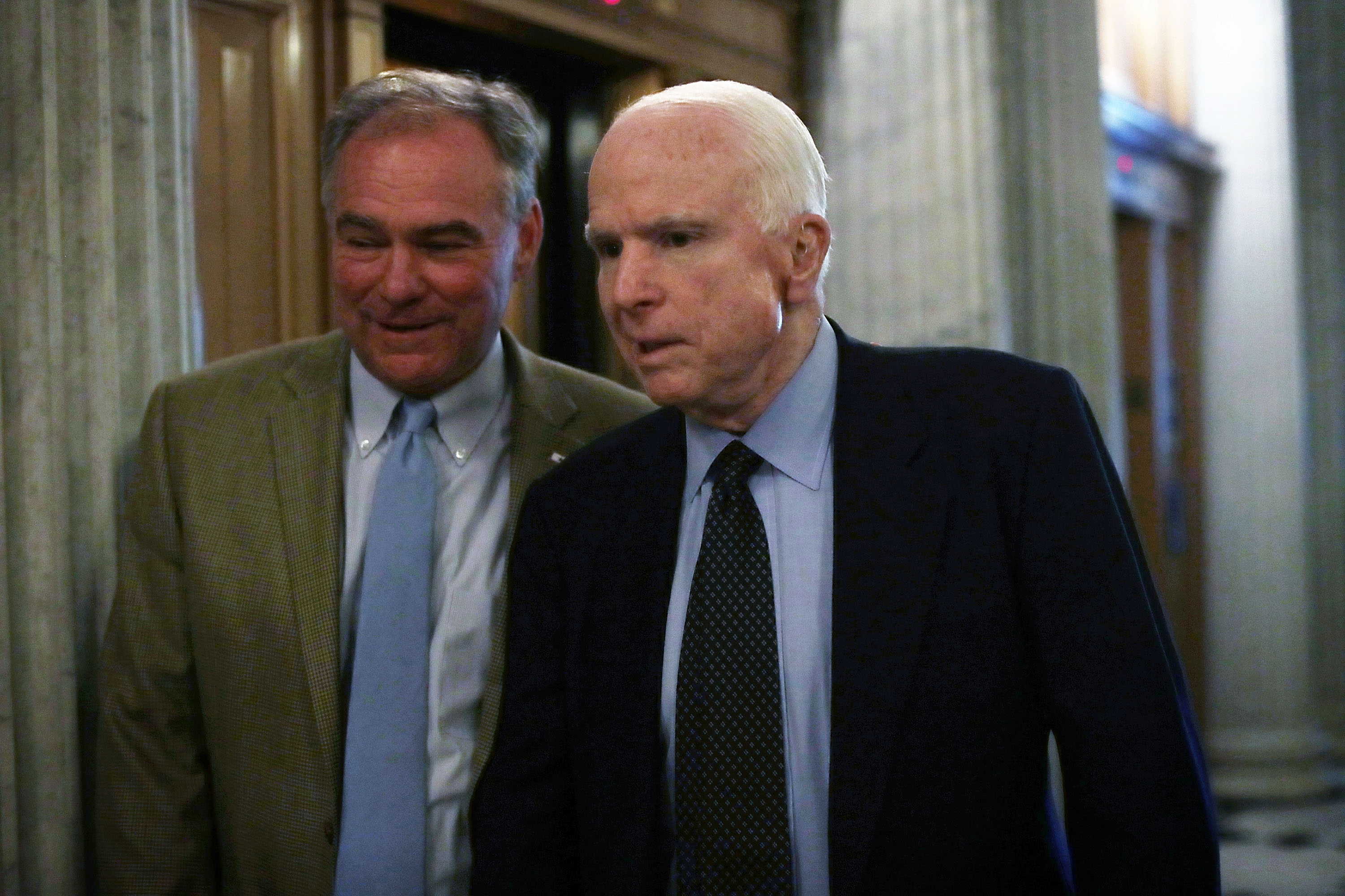 Senators John McCain and Tim Kaine
