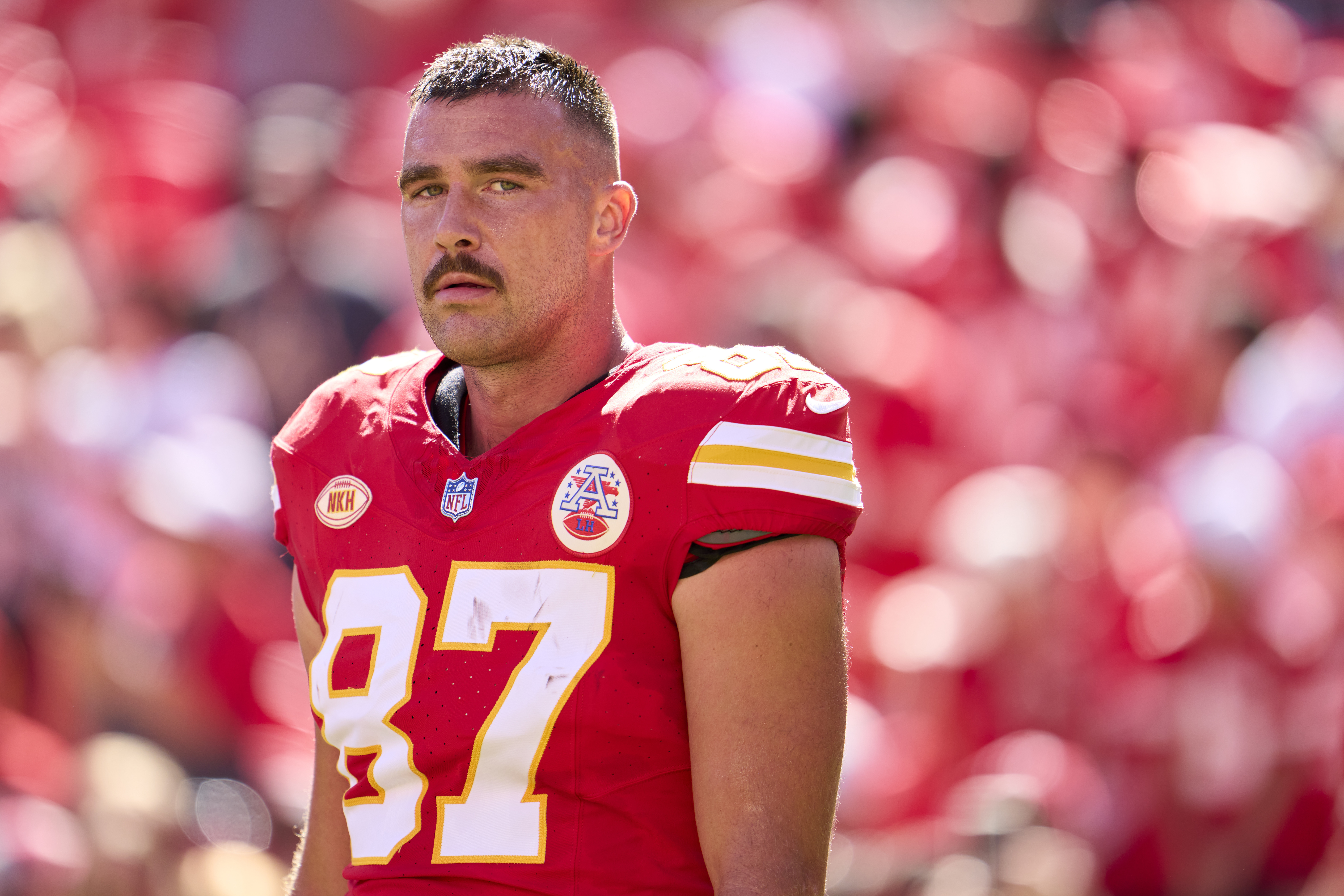 Travis Kelce on the field