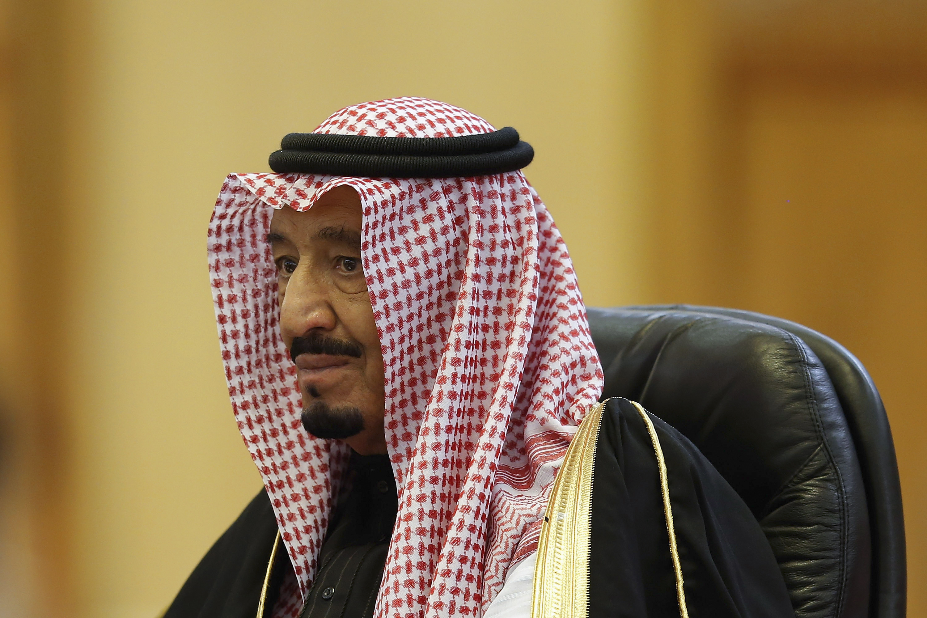 Saudi Arabia's Crown Prince Salman Bin Abdulaziz Al Saud looks on during a meeting with China's President Xi Jinping at the Great Hall of the People in Beijing