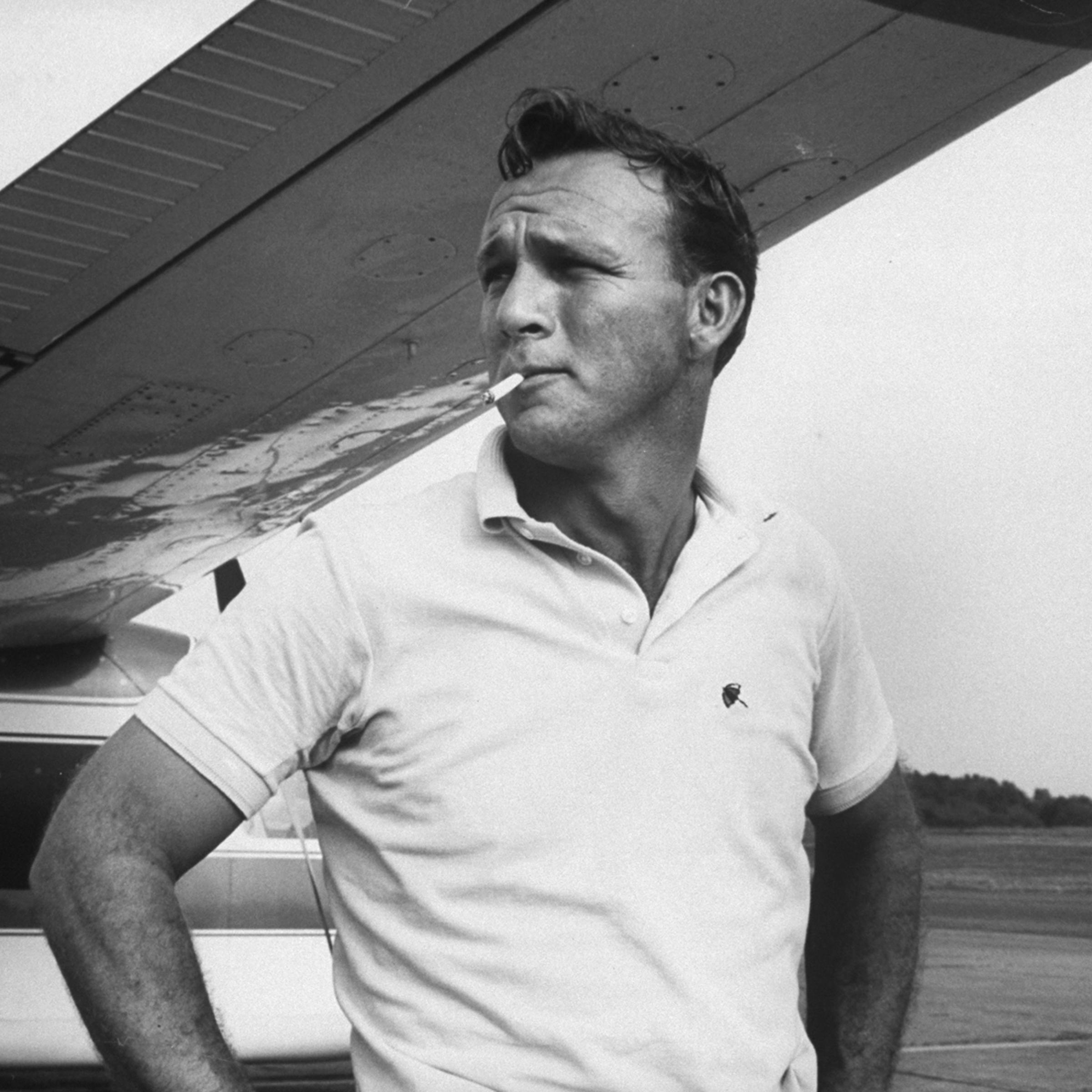 Arnold Palmer in a familiar pose -- with a cigarette -- in 1962. The golf legend quit smoking for good in 1970 -- an achievement he ranks with his best.