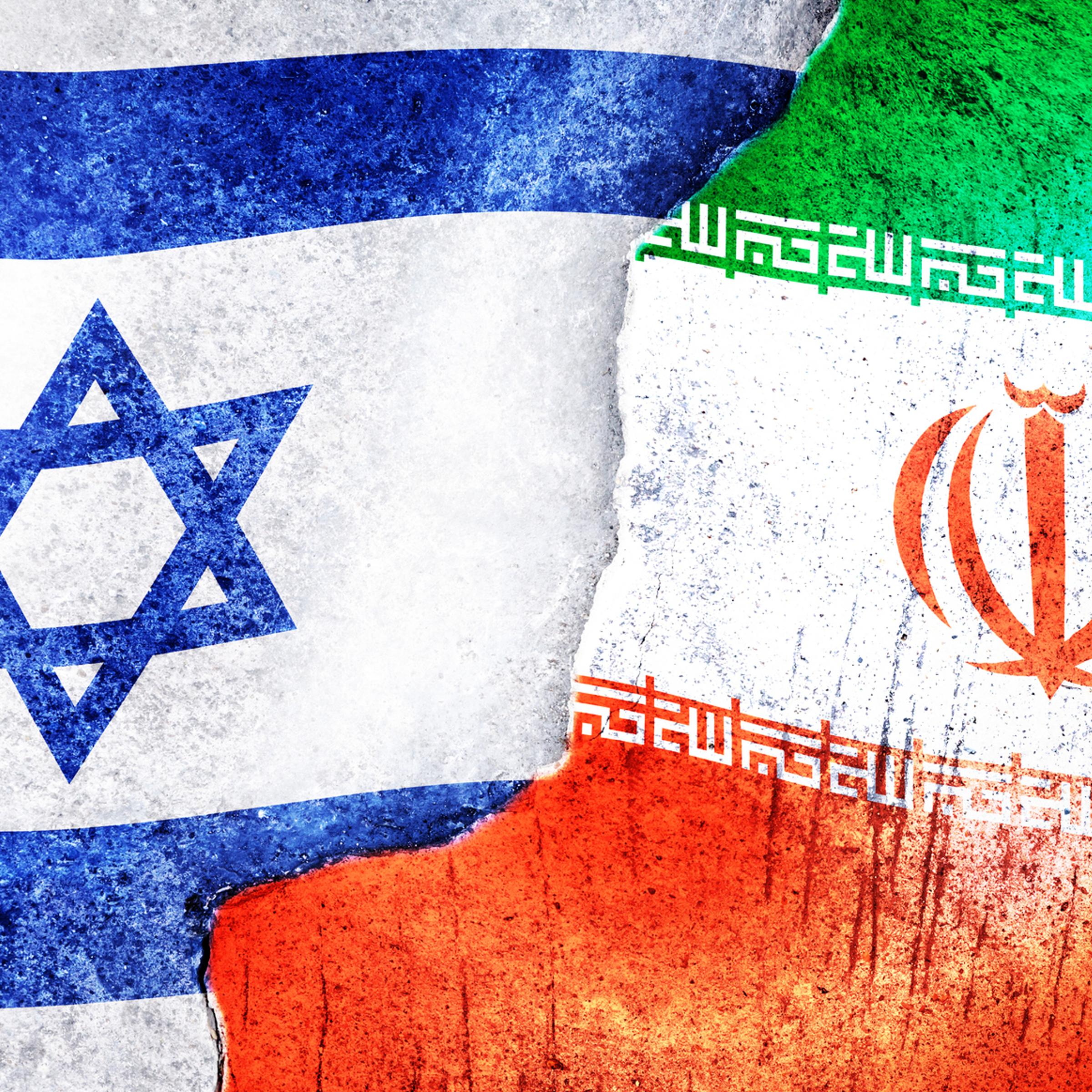 Flags of Israel and Iran