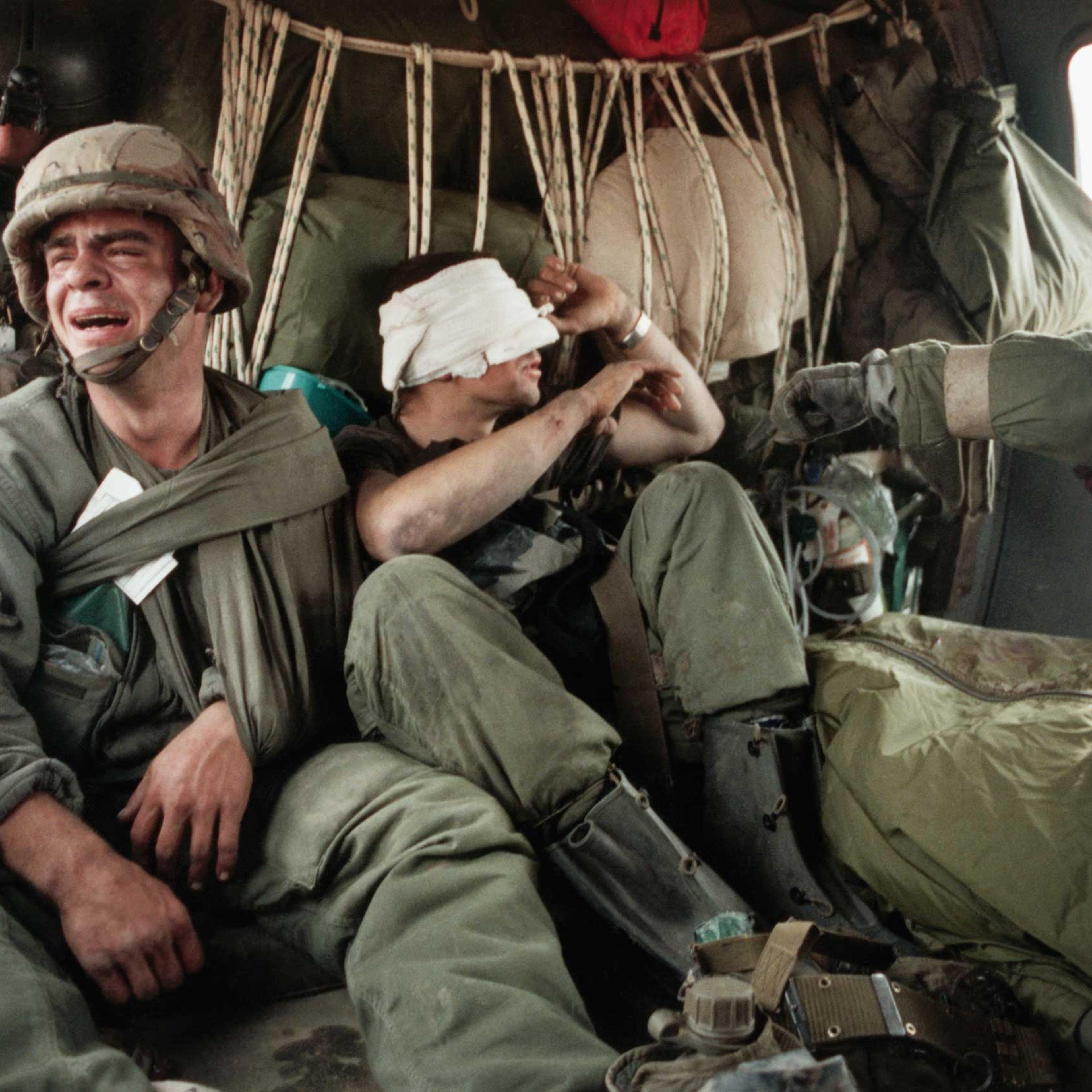 American Soldier Grieving for Comrade