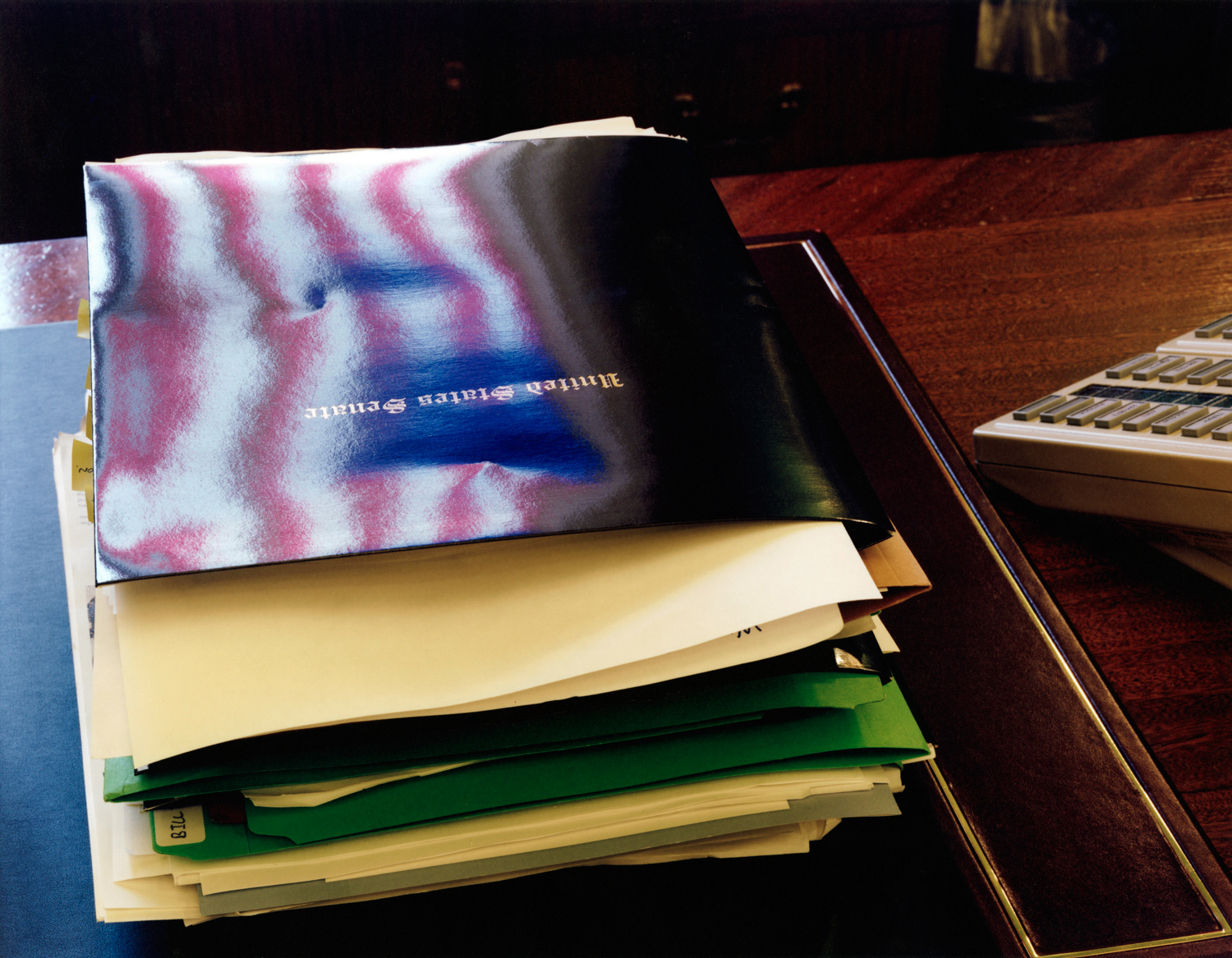 On the desk of Harry Reid, United States Senator for Nevada, and Senate Majority Leader.