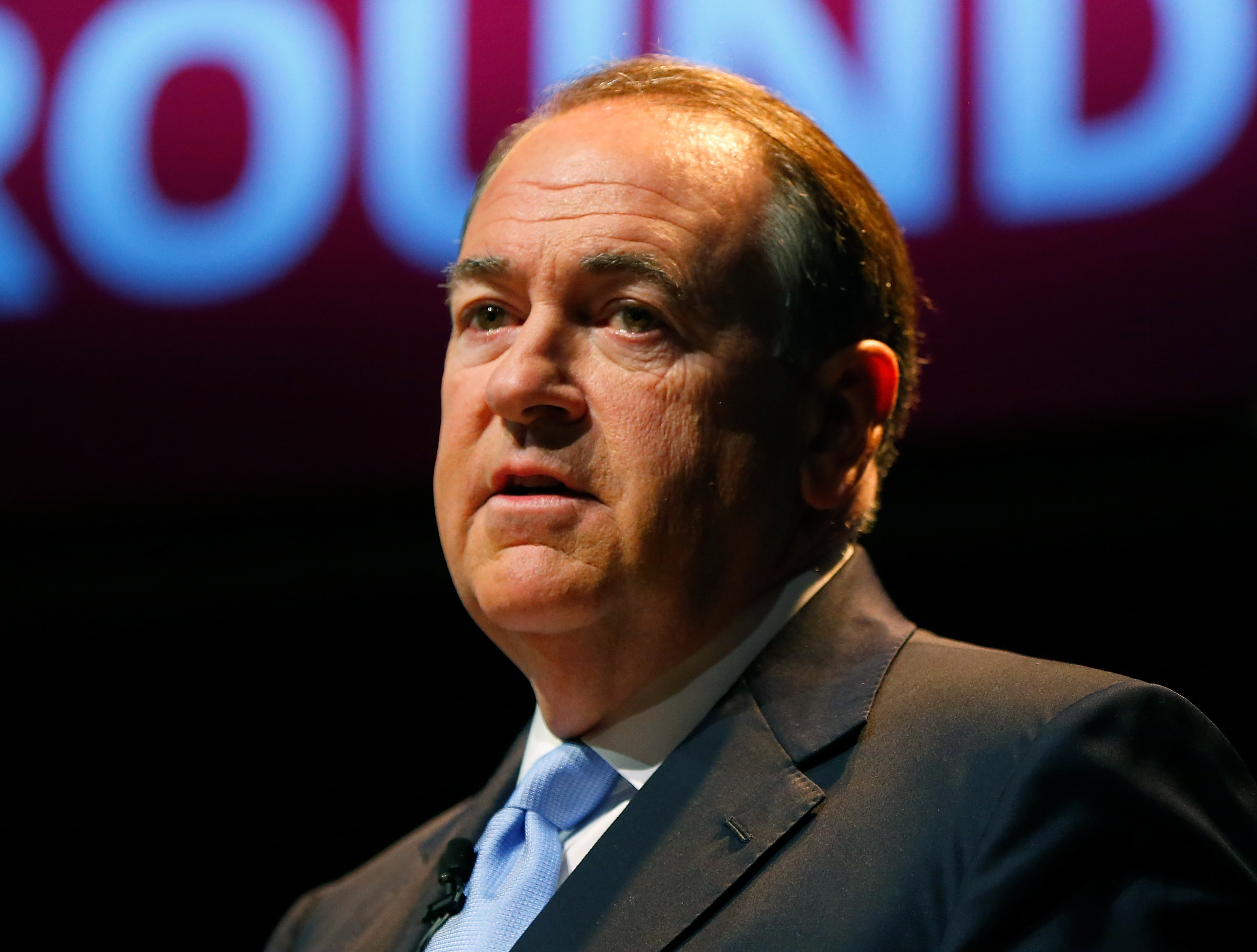 HOPE, AR - MAY 05:  Former Arkansas Gov. Mike Huckabee speaks as he officially announces his candidacy for the 2016 Presidential race on May 5, 2015 in Hope, Arkansas. Huckabee, a Republican, previously ran for the presidency in 2008.  (Photo by Matt Sul