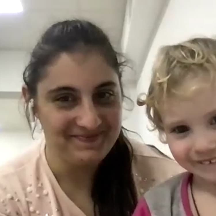 Victoria Dubovitskiy and daughter Anastasia, 2, survived the March 16 attack on the Donetsk Regional Drama Theater in Mariupol.