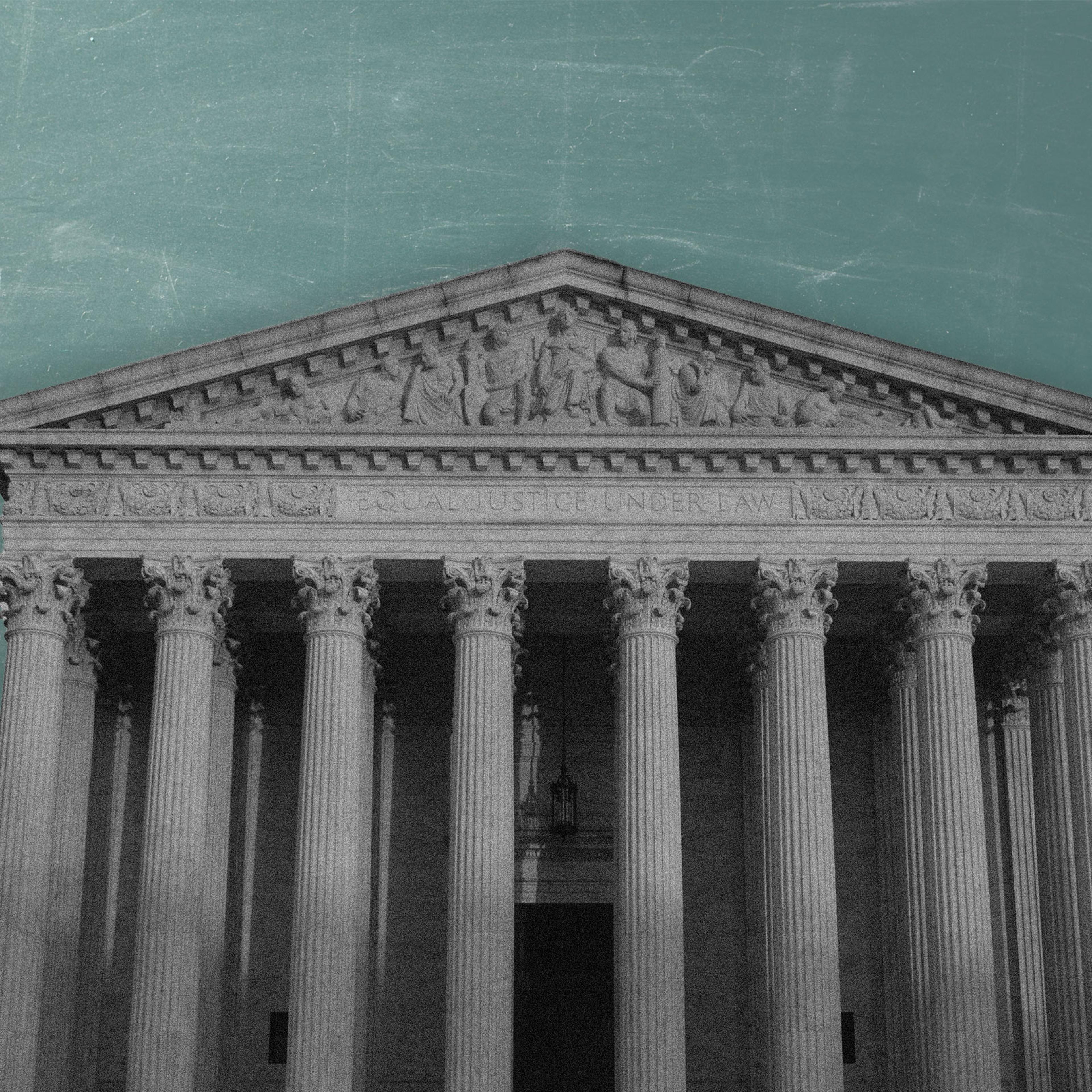 A photo-illustration of the US supreme court building in Washington