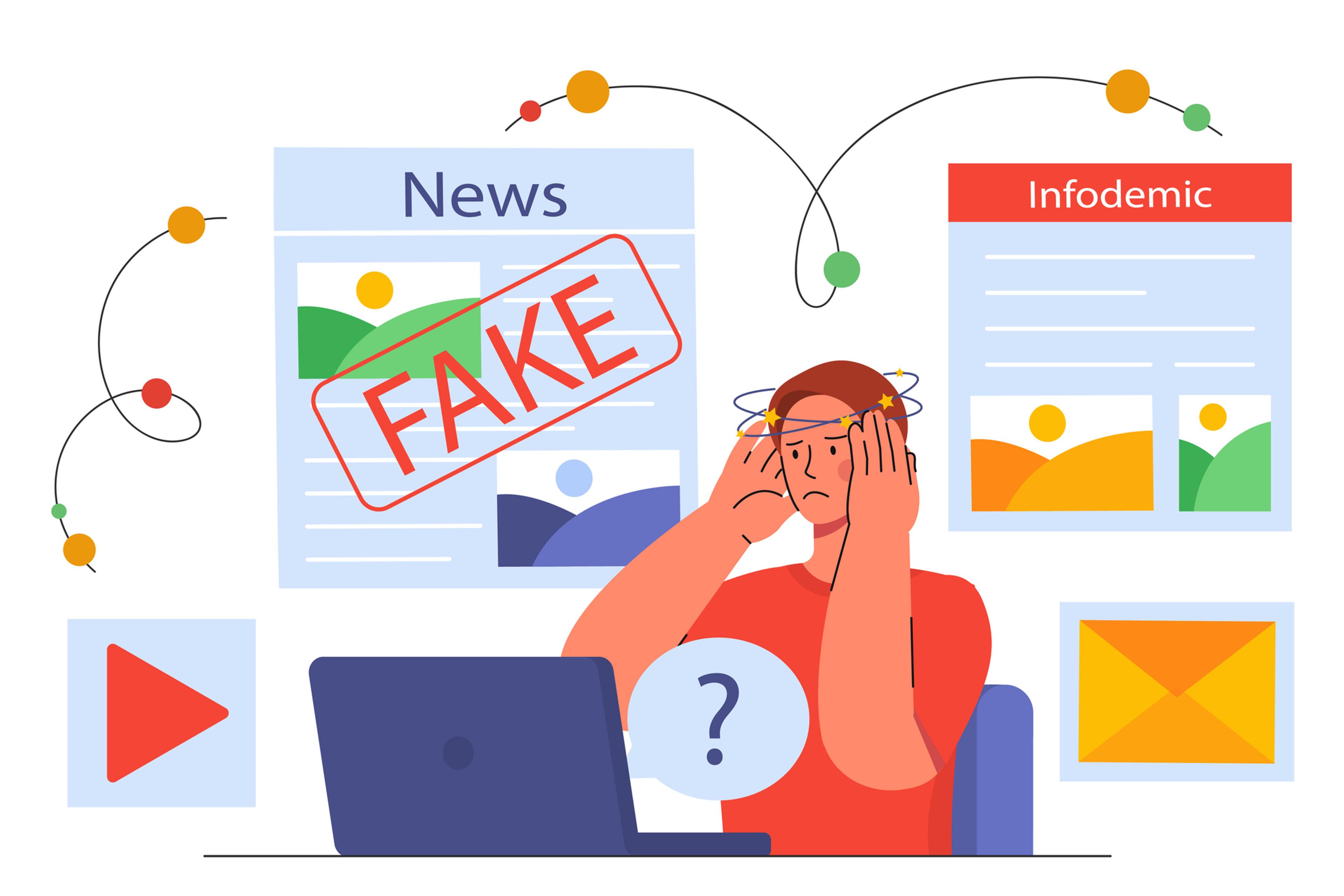 Man with media info noise vector concept