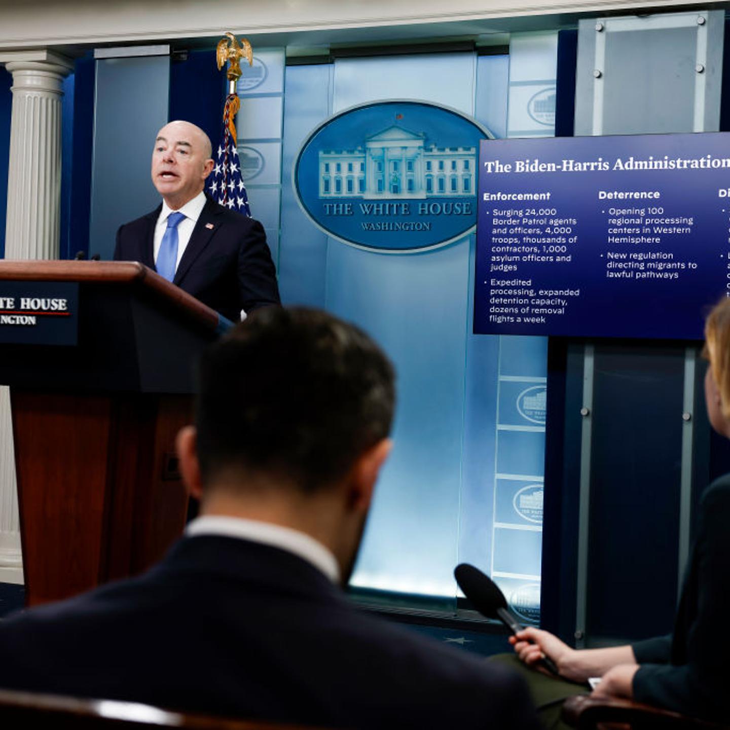 White House Media Briefing Held By Press Secretary Jean-Pierre And Homeland Security Secretary Mayorkas