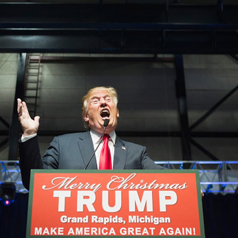 Republican presidential candidate Donald Trump speaks to guests at a campaign rally on December 21, 2015 in Grand Rapids, Michigan.