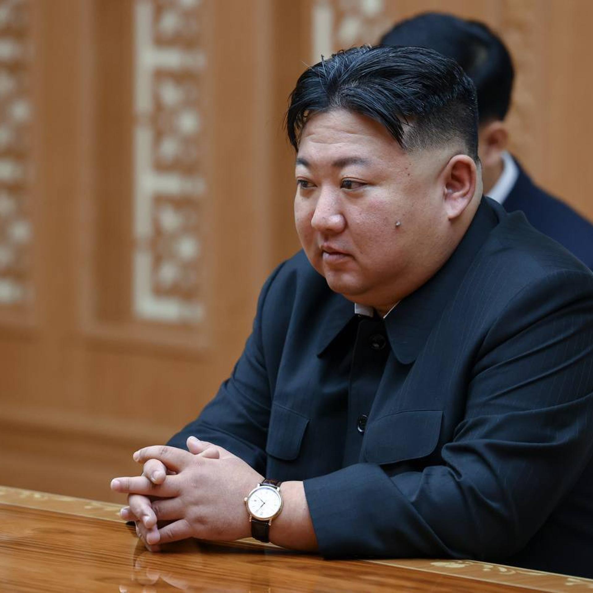 Russian Foreign Minister Sergey Lavrov (not seen) meets North Korean leader Kim Jong-un in Pyongyang, North Korea.