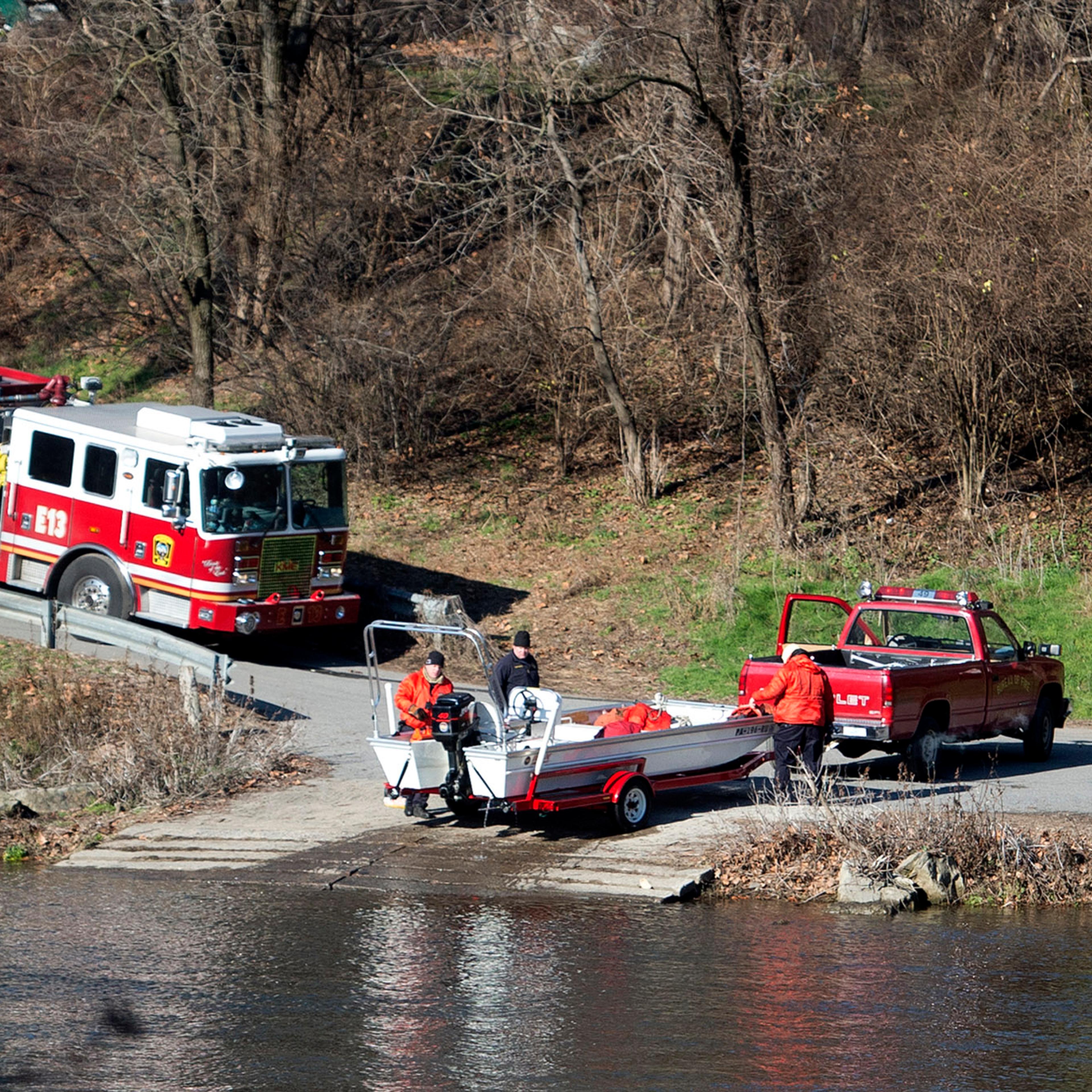 Authorities remove a boat after searching the Lehigh River for Jayliel Vega Batista in Allentown, Pa. on Jan. 2, 2016.