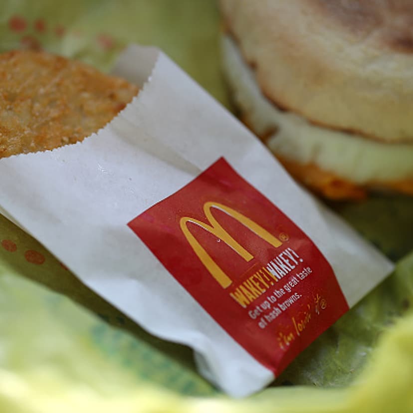 The McDonald's logo is displayed on the packaging of a hash brown at a McDonald's restaurant on January 30, 2018 in San Francisco, California.