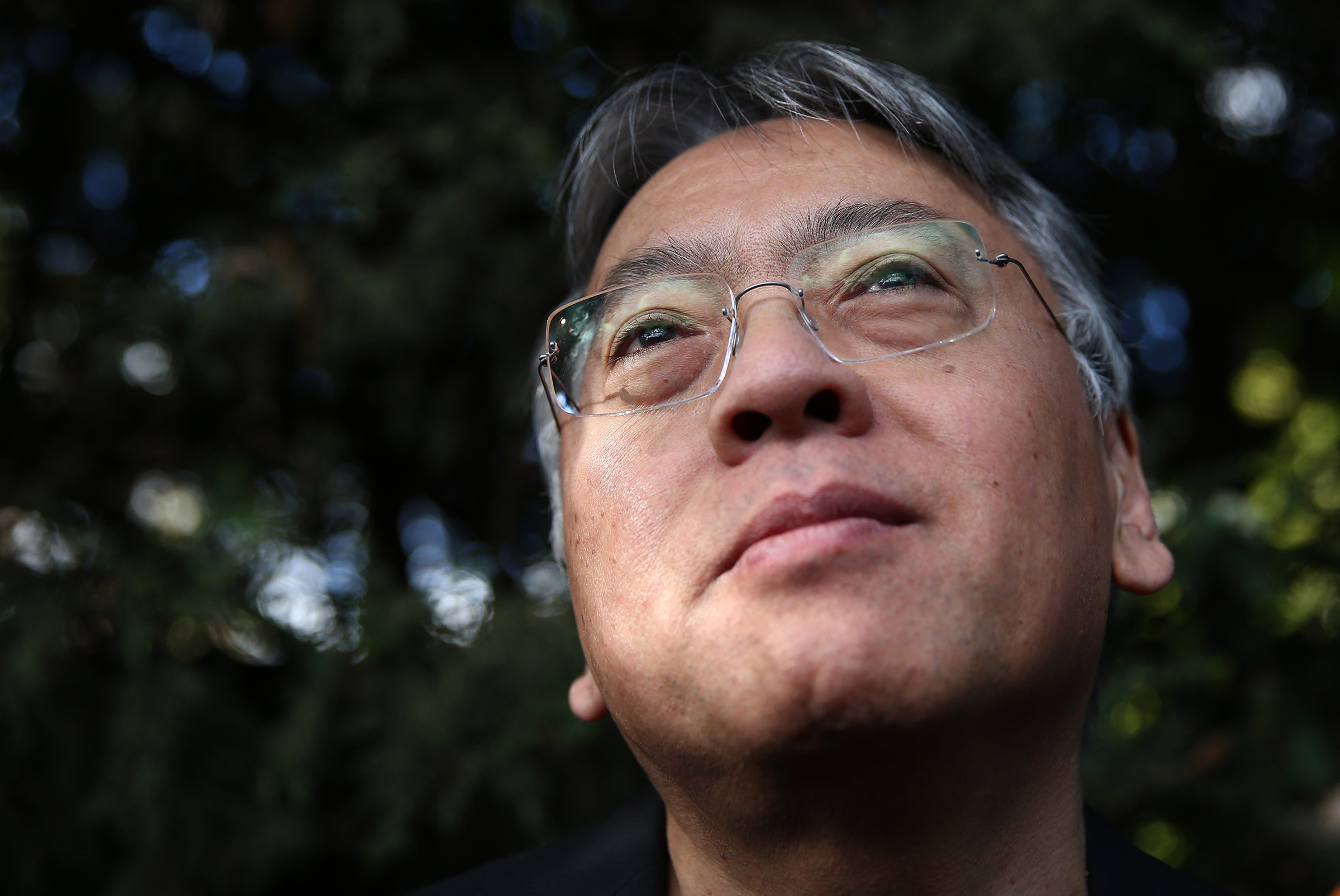 Novelist Kazuo Ishiguro in the garden of his house in London in October 2017, shortly after being named winner of the 2017 Nobel prize in literature.