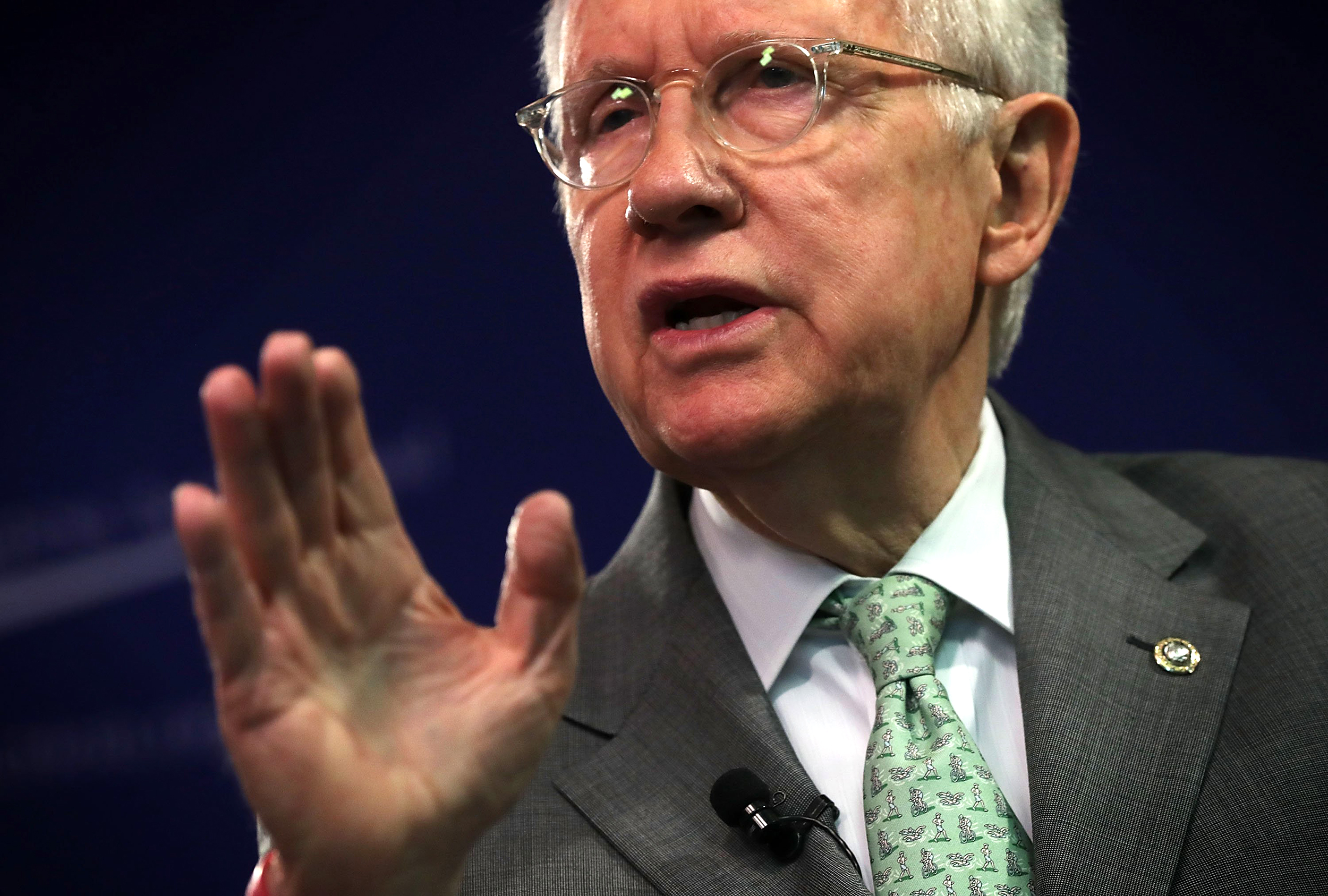 Senate Minority Leader Sen. Harry Reid speaks during a Center for American Progress forum in Washington, DC on March 17, 2016.