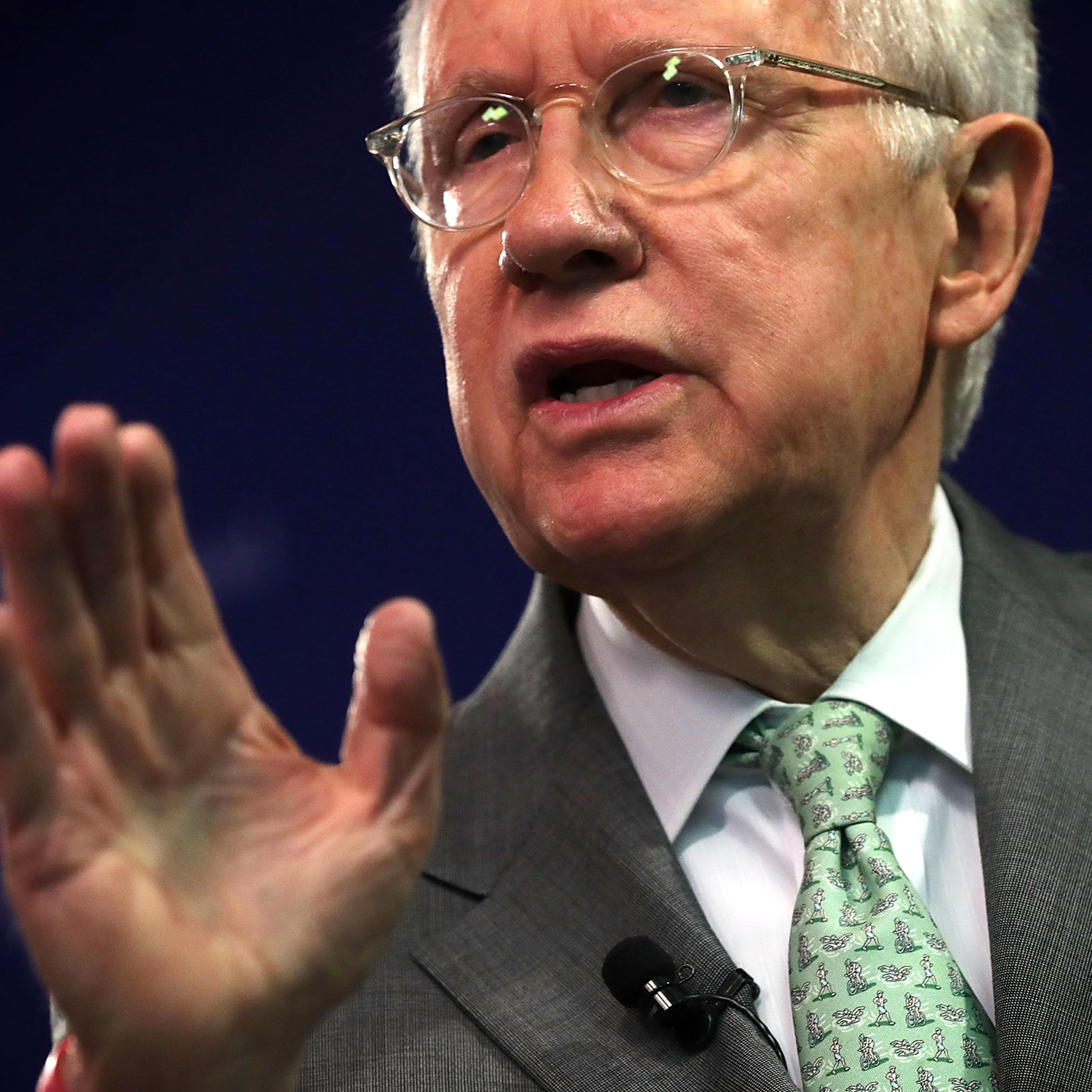Senate Minority Leader Sen. Harry Reid speaks during a Center for American Progress forum in Washington, DC on March 17, 2016.