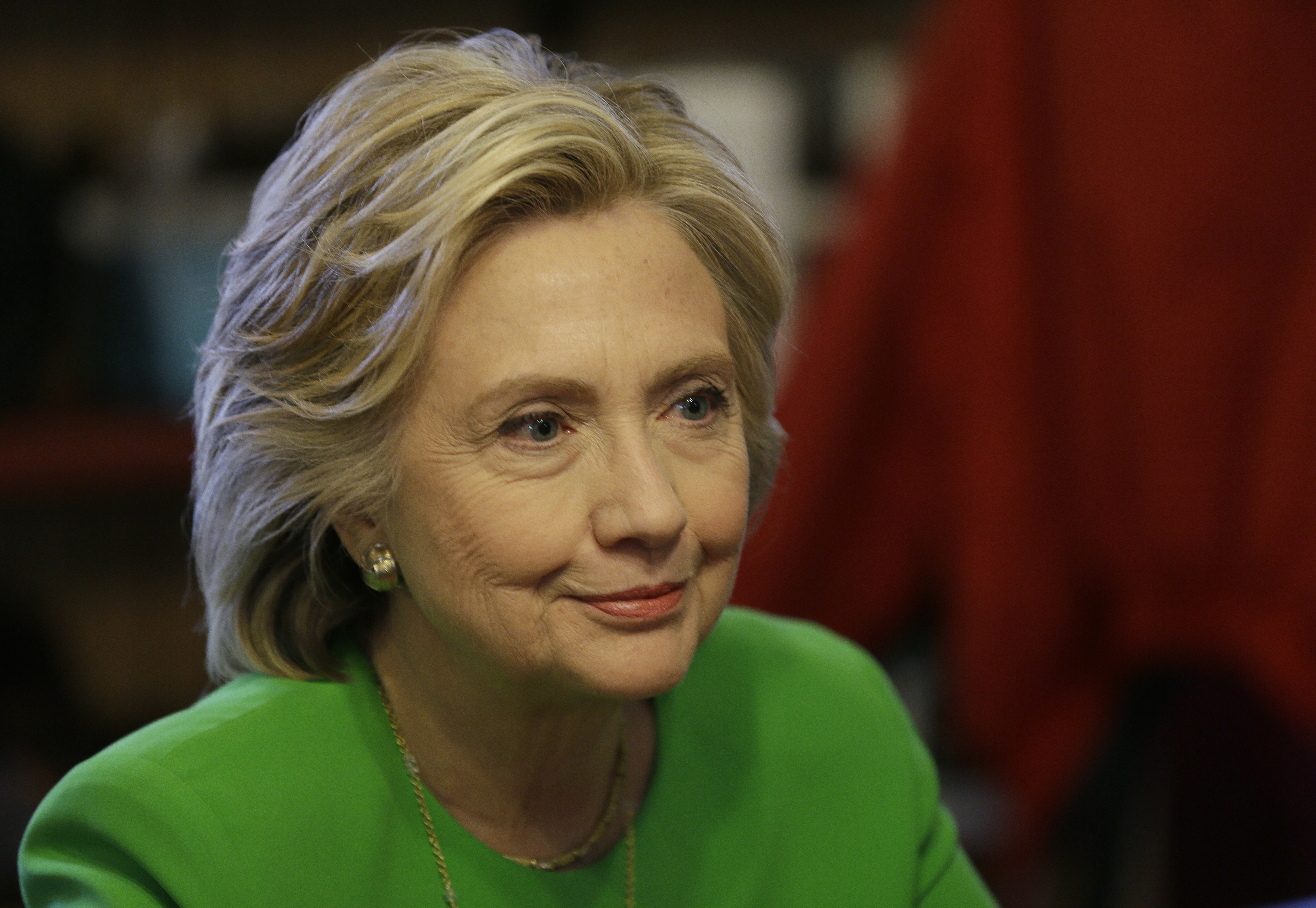 Hillary Rodham Clinton at a meeting in LeClaire, Iowa on April 14, 2015.