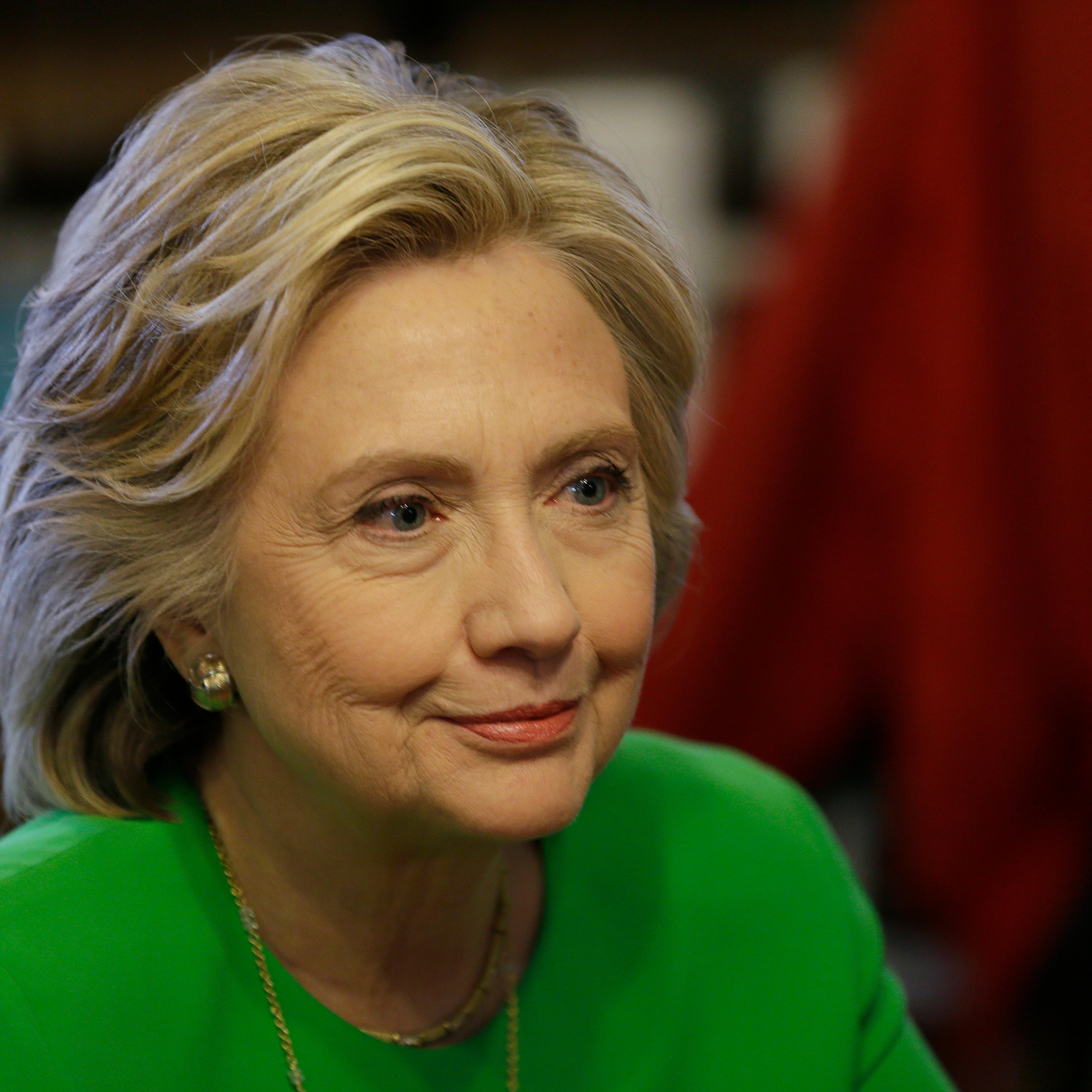 Hillary Rodham Clinton at a meeting in LeClaire, Iowa on April 14, 2015.