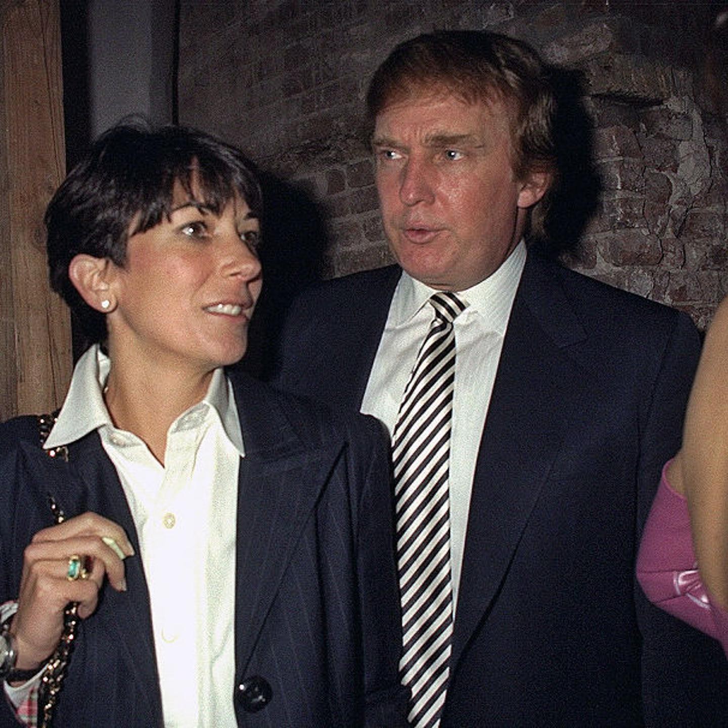 Thursday, October 30, 1997: Ghislaine Maxwell and Donald Trump attend the 50th Anniversary of the Ford Modeling Agency.