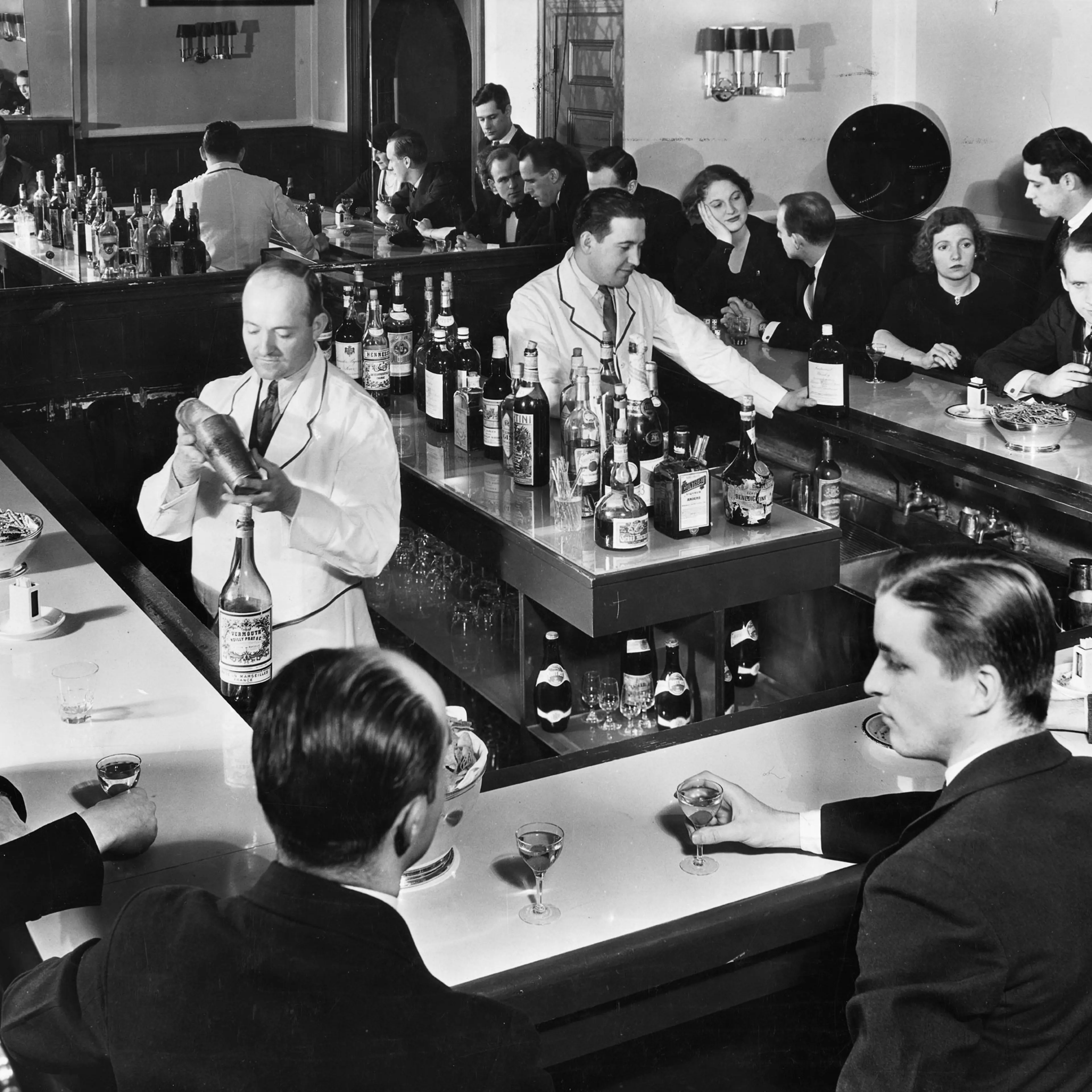 Scene inside a New York City speakeasy during Prohibition, 1933.