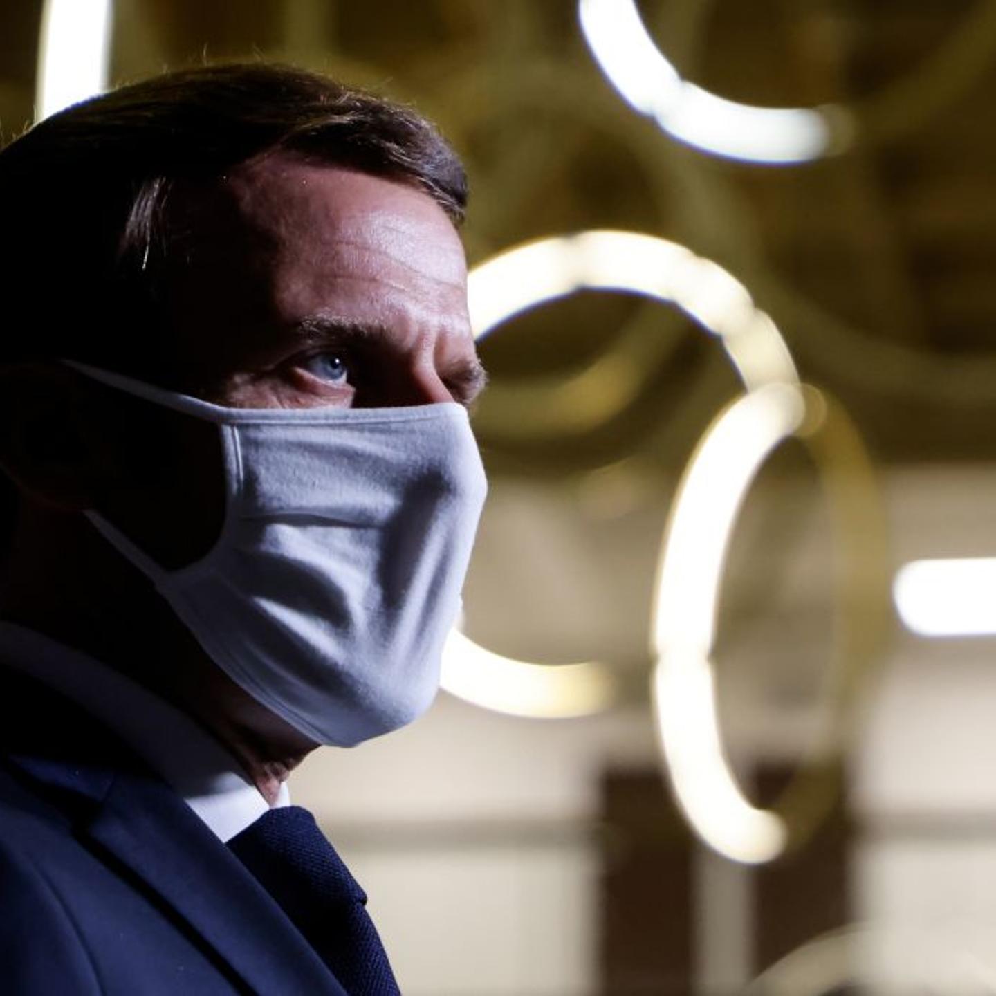 French President Emmanuel Macron delivers a speech at the end of a visit on the fight against separatism at the Seine Saint Denis prefecture headquarters in Bobigny, northeastern suburbs of Paris, on October 20, 2020.
