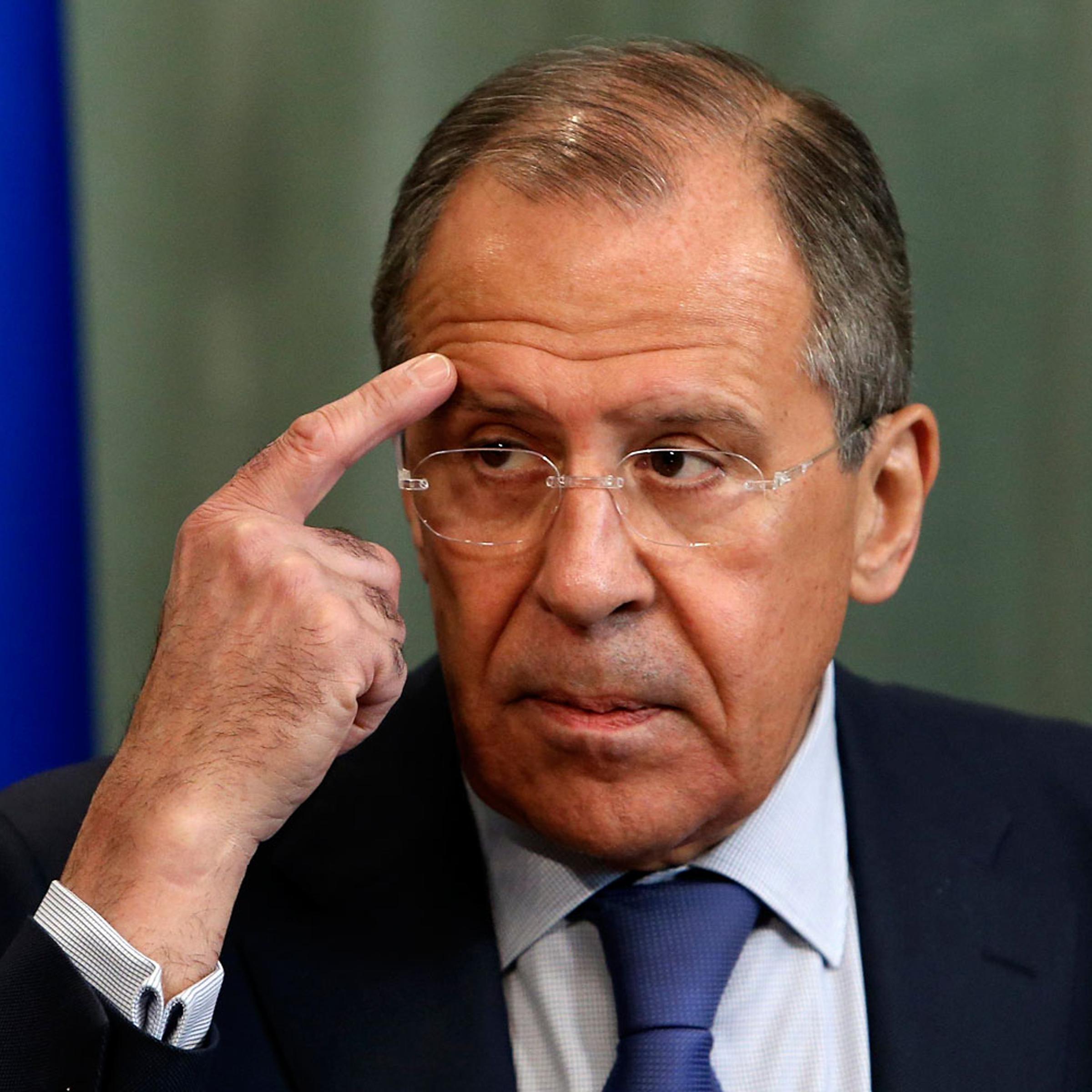 Russia's Foreign Minister Sergei Lavrov gestures during a news conference, after a meeting with his counterpart from Mozambique Oldemiro Baloi, in Moscow April 21, 2014.