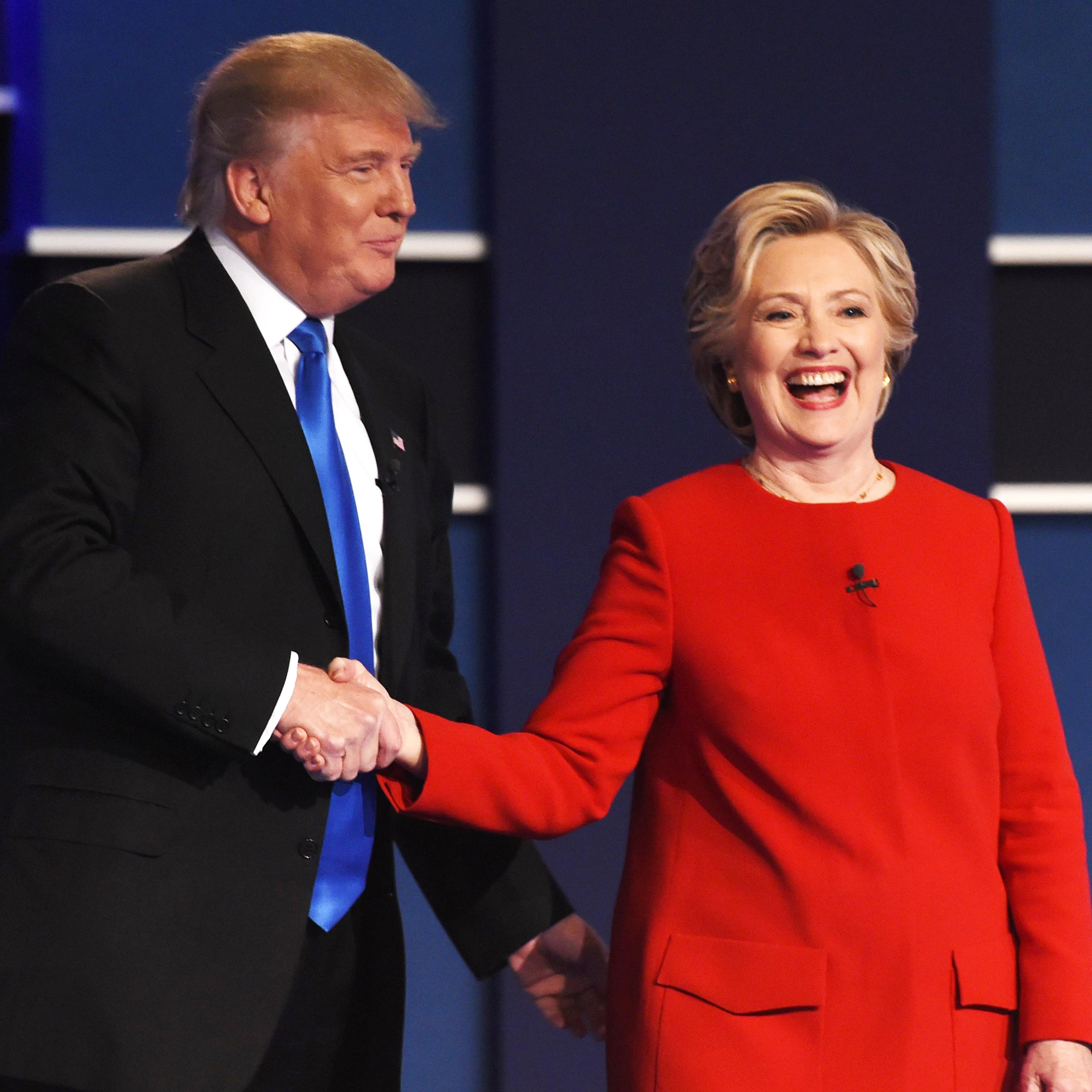 Donald Trump and Hillary Clinton after the first presidential debate at Hofstra University in Hempstead, N.Y., on Sept. 26, 2016.