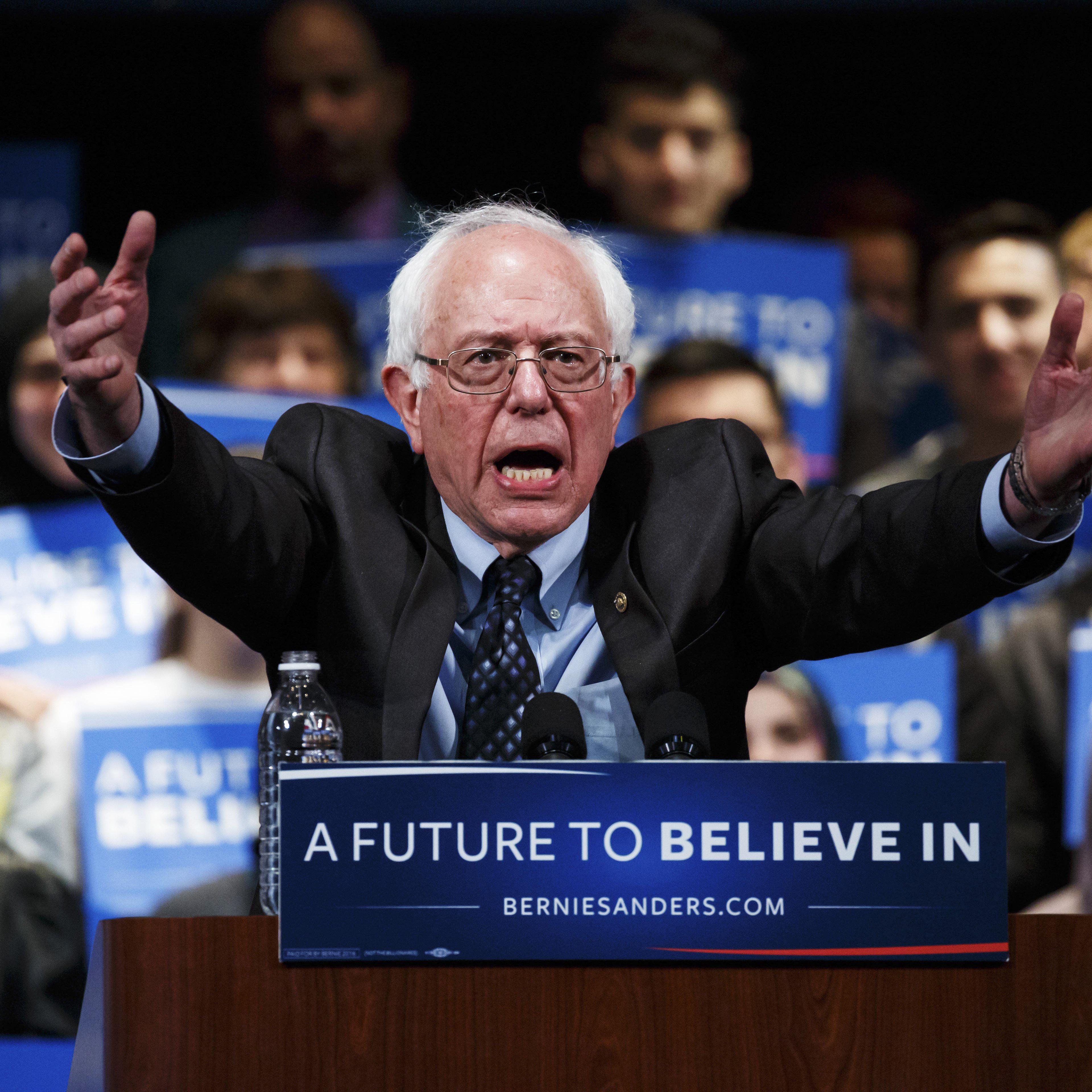 Democratic presidential candidate, Vermont Sen. Bernie Sanders speaks during a campaign event in Dearborn, Mich., March 7, 2016.