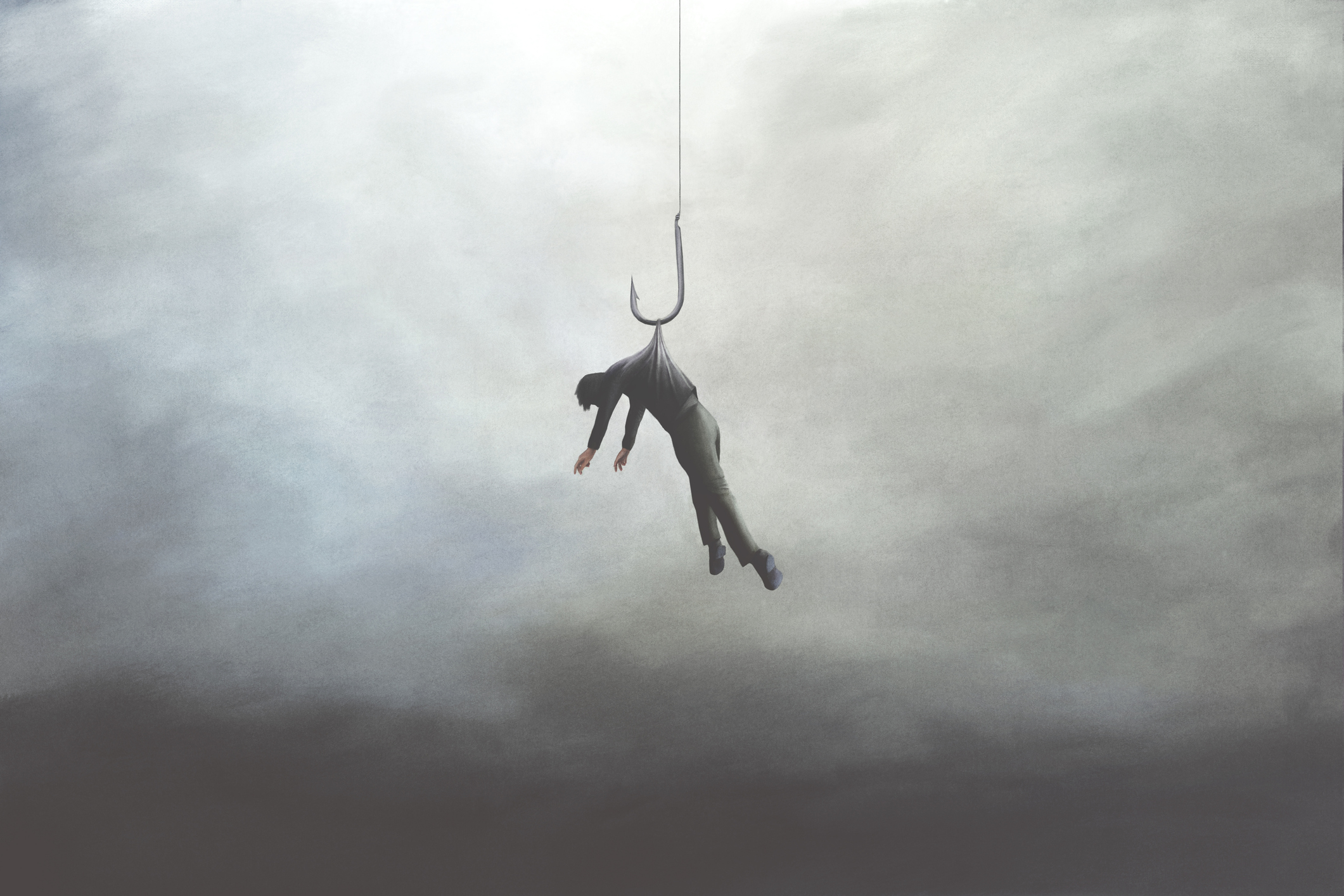 illustration of human bait, surreal concept