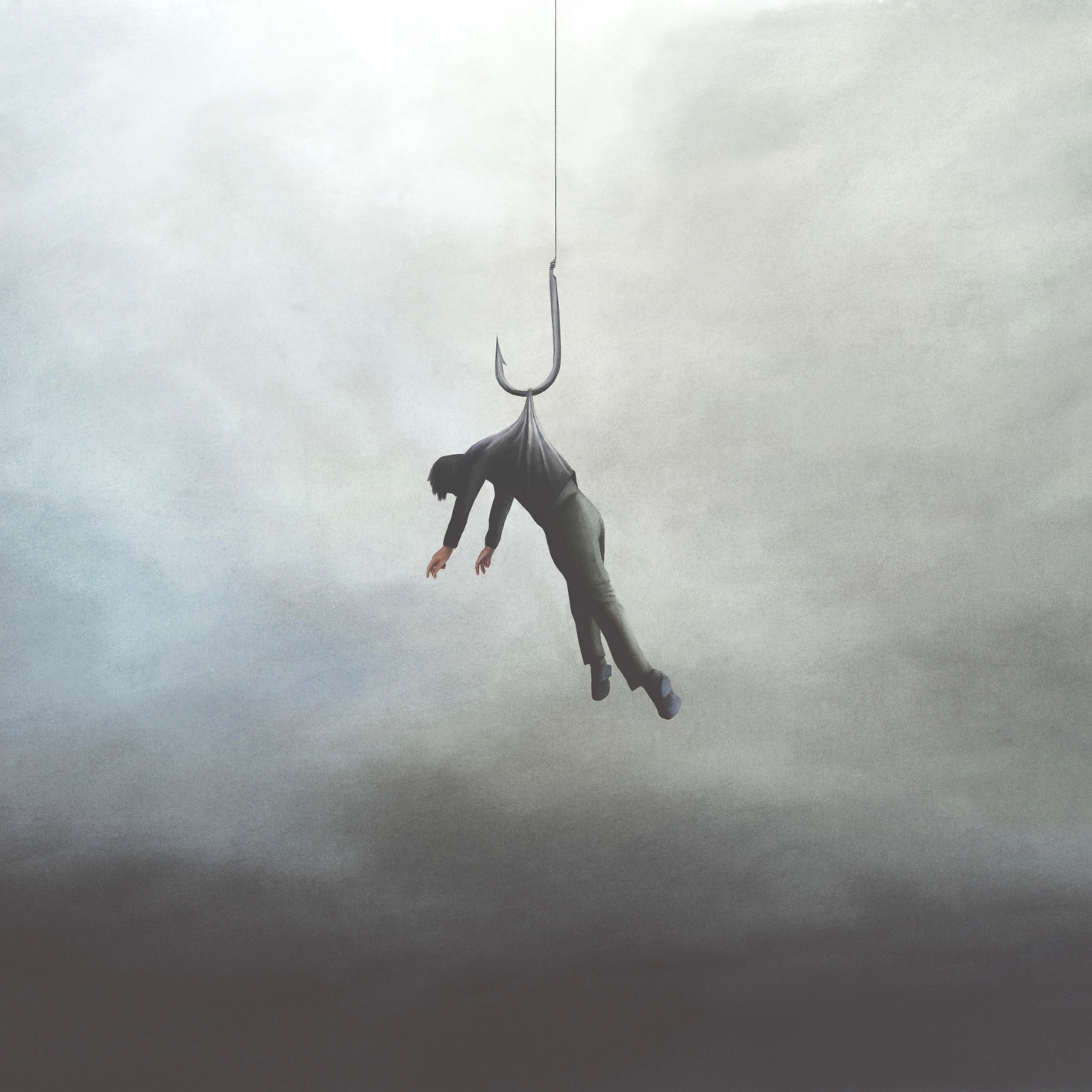 illustration of human bait, surreal concept