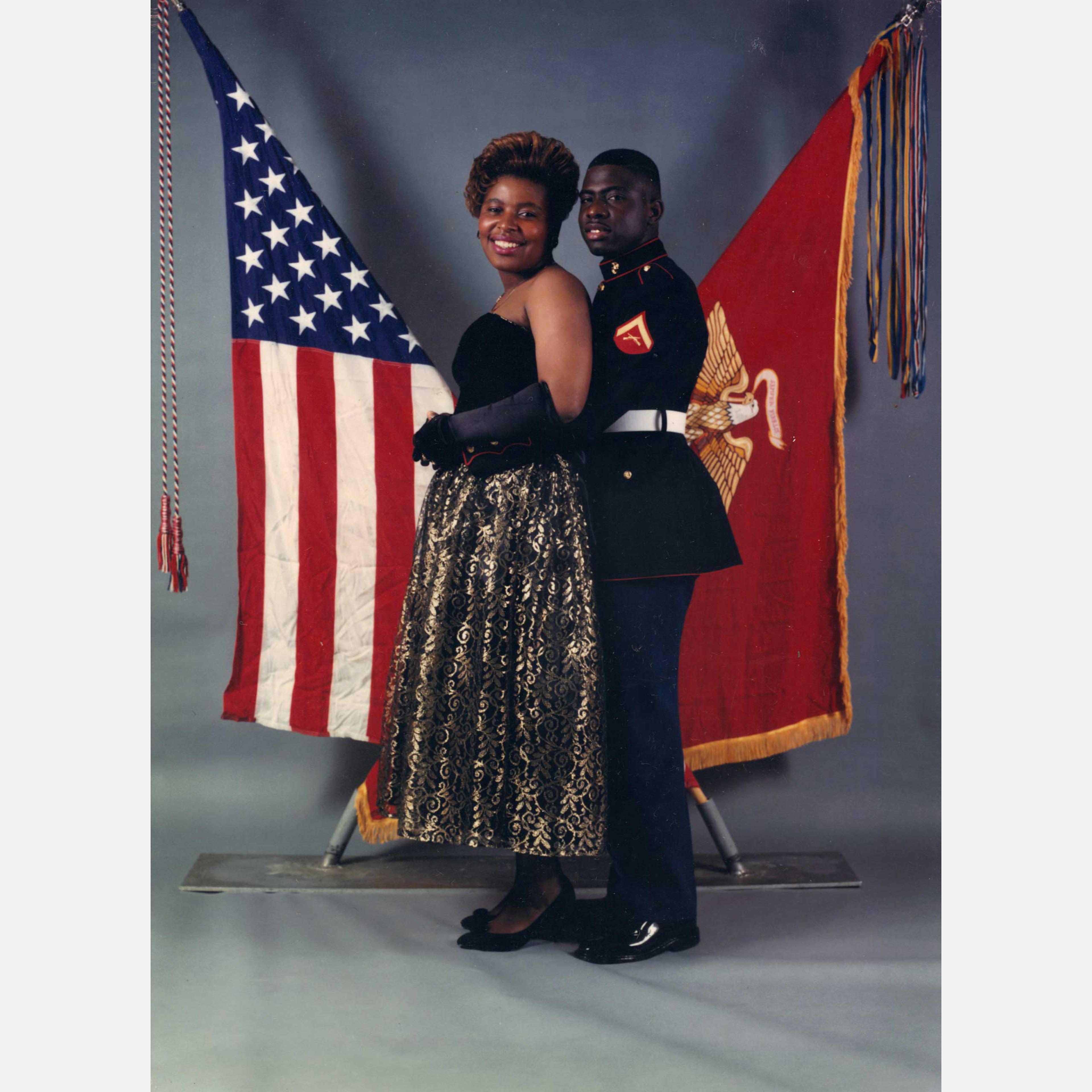 Ginger Miller and her husband at the Marine Corps Ball, 1989.