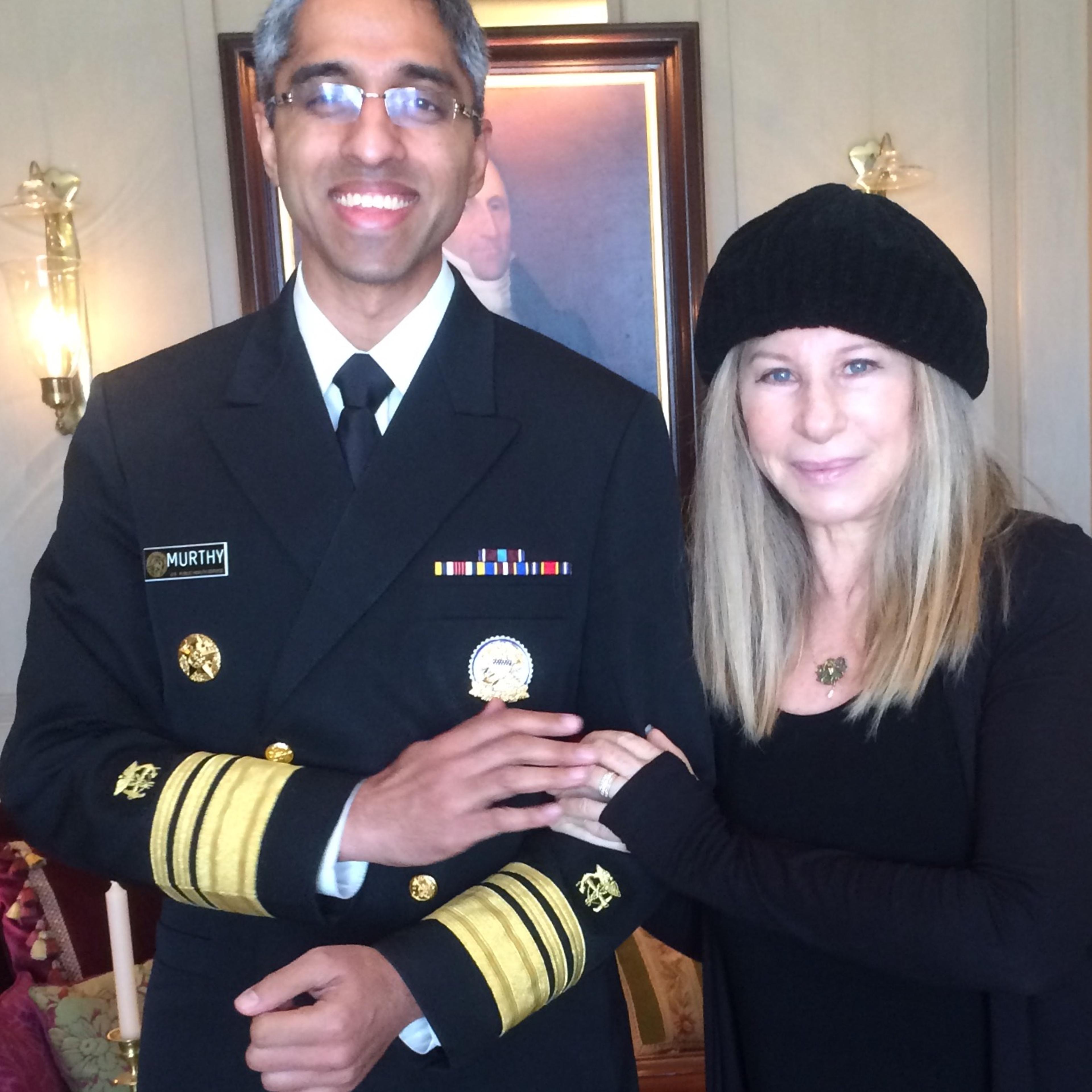 Vivek Murthy and Barbra Streisand in Los Angeles in January 2016.