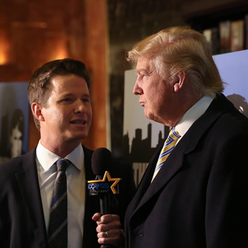 Donald Trump (R) is interviewed by Billy Bush of Access Hollywood at "Celebrity Apprentice" Red Carpet Event at Trump Tower in New York City on Jan. 20, 2015.