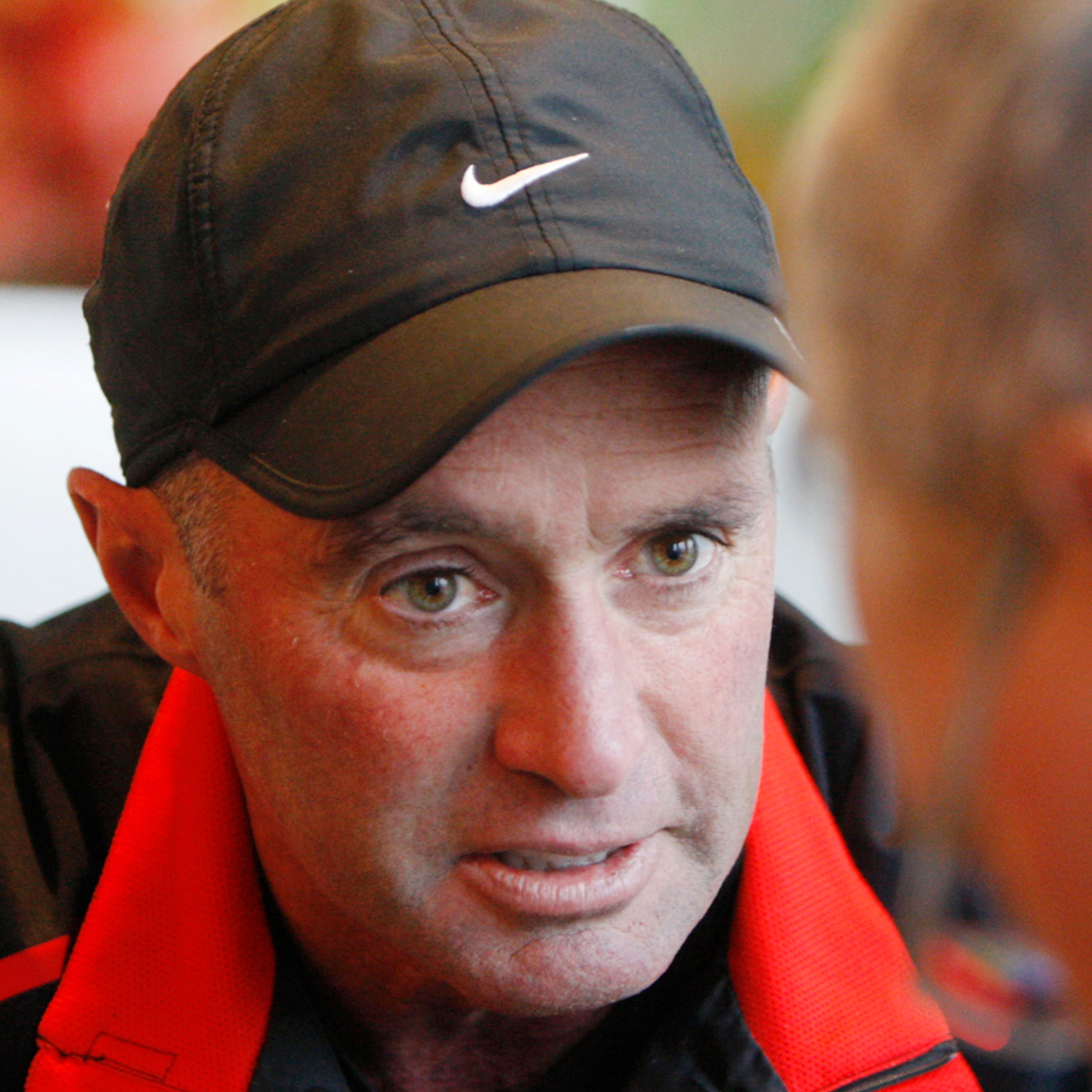 Alberto Salazar, the 1982 Boston Marathon winner, speaks to the Associated Press prior to joining John Hancock employees for a "Chat with the champions" event on Feb. 2, 2012, in Boston.