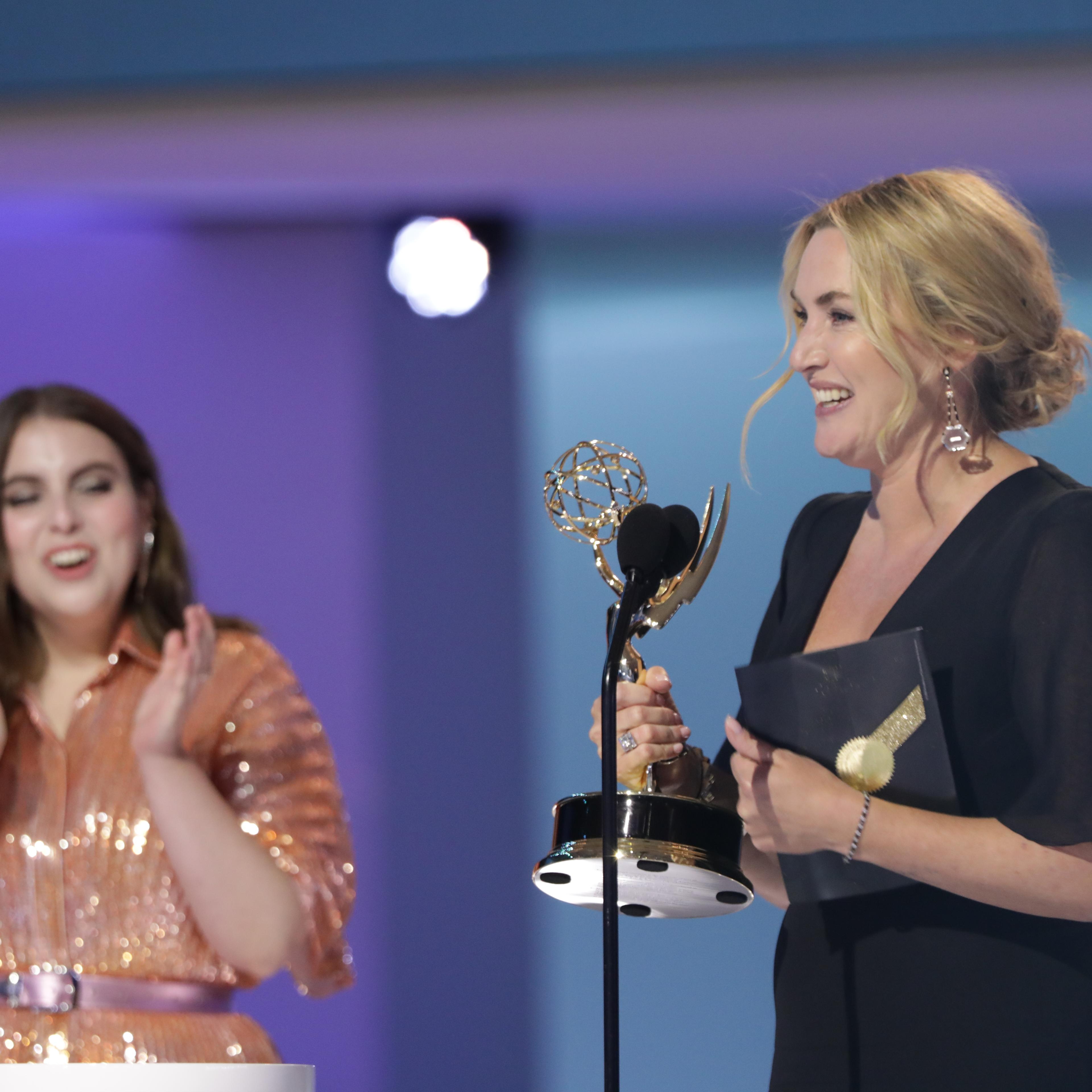 Kate Winslet wins an Emmy for 'Mare of Easttown' on Sept. 19, 2021.