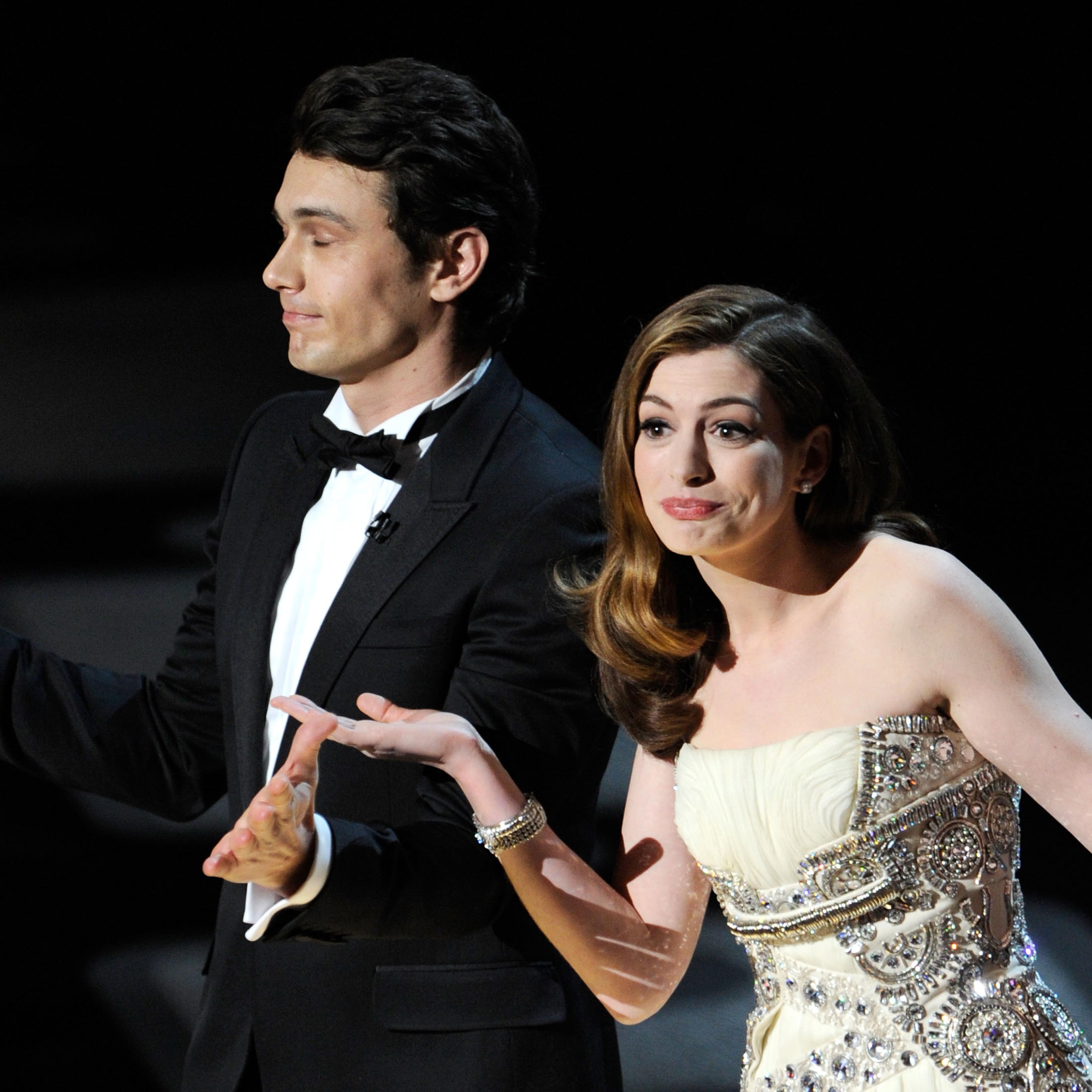 Presenters James Franco and Anne Hathaway speak onstage during the 83rd Annual Academy Awards