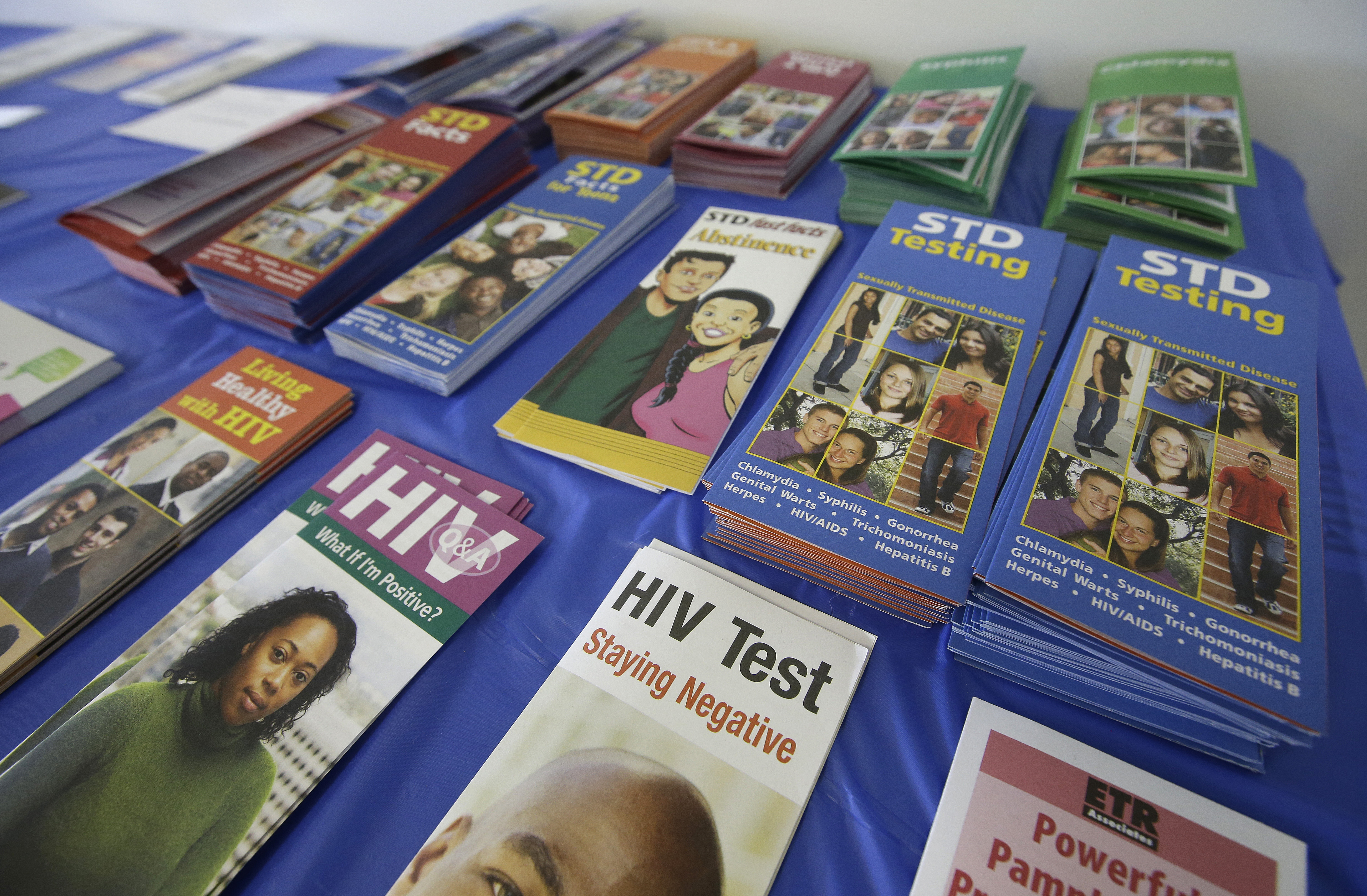 Information brochures are on display inside of Austin Community Outreach Center, on April 21, 2015, in Austin, Ind.