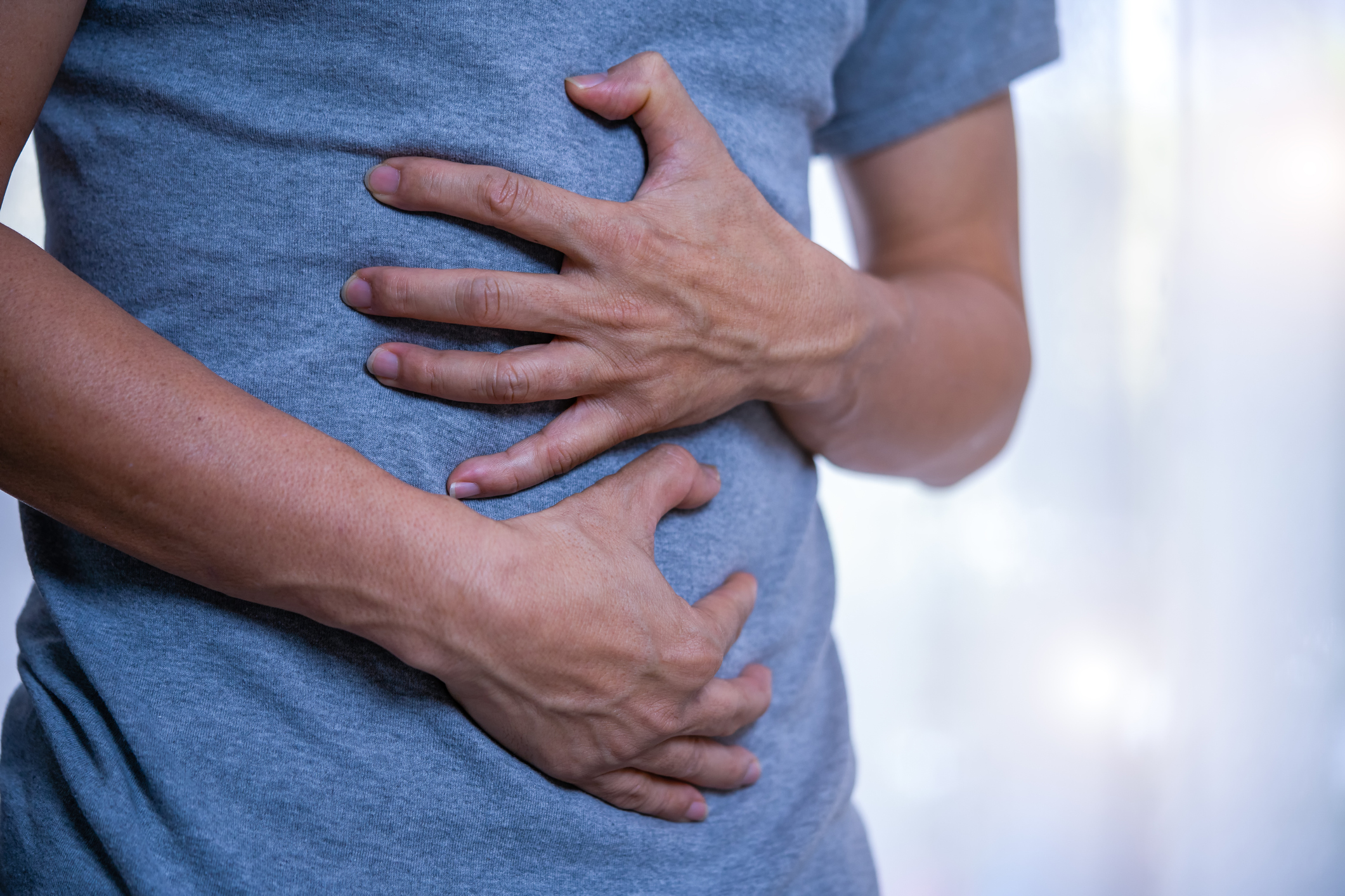 A man with a stomachache