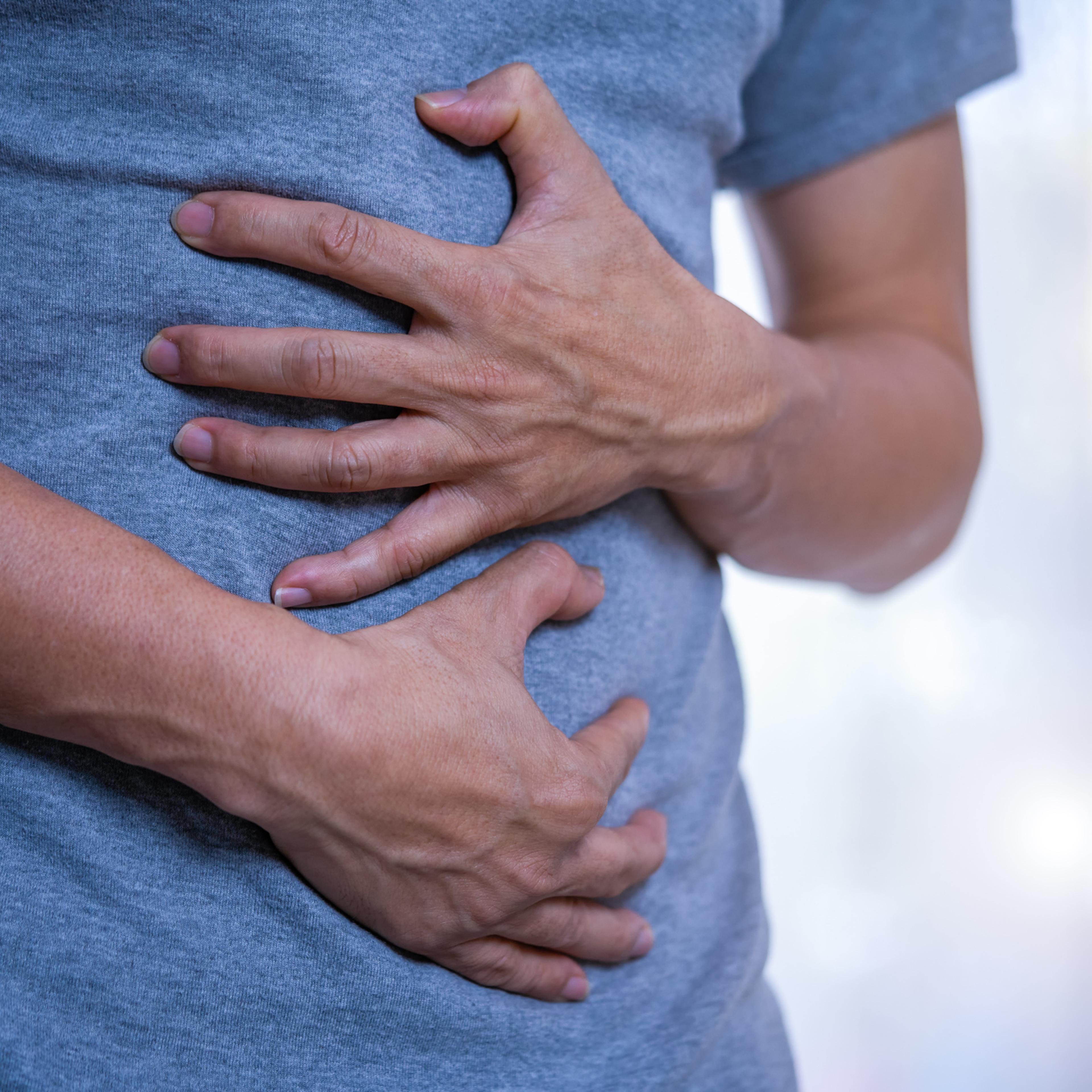 A man with a stomachache