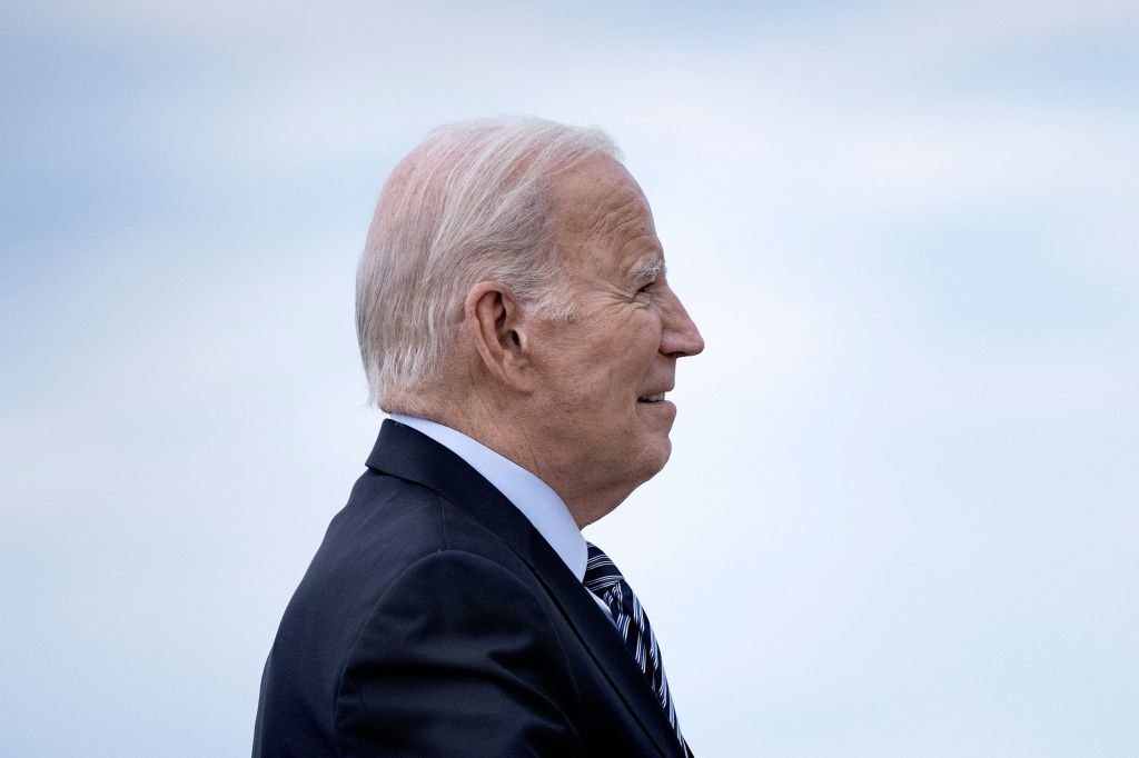 President Joe Biden boards Air Force One at Joint Base Andrews in Maryland on Oct. 17, 2023, en route to Israel. 