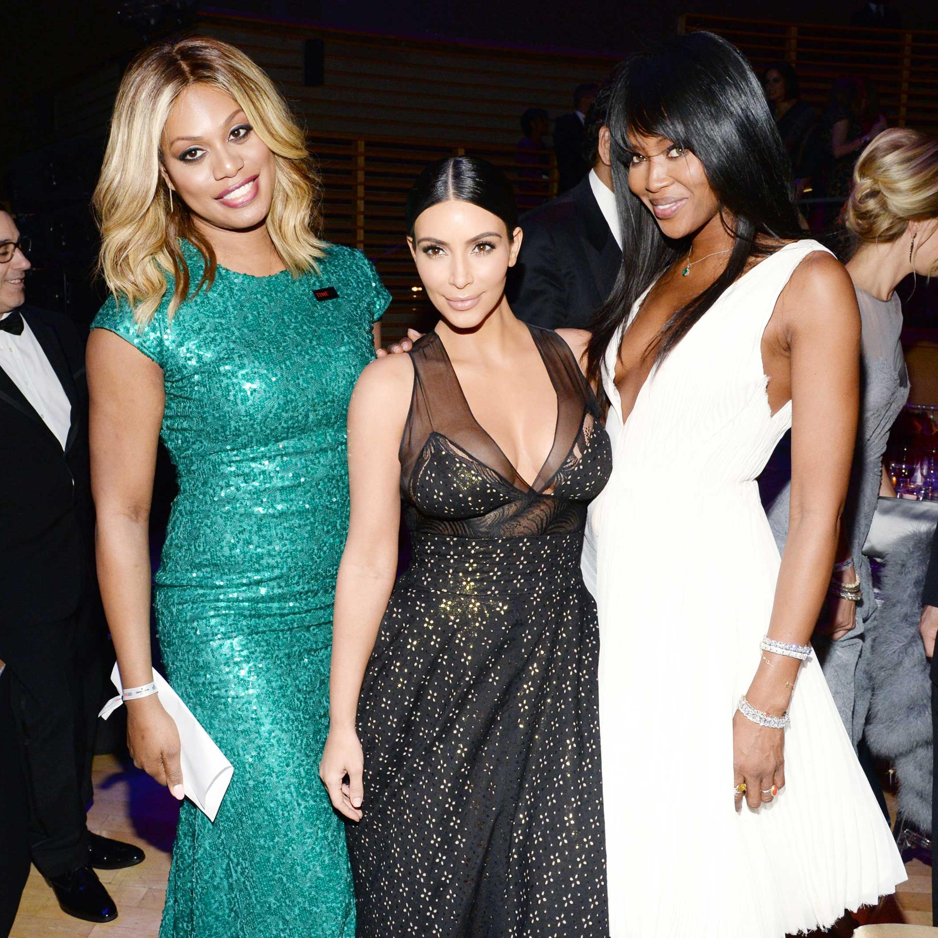 Laverne Cox, Kim Kardashian and Naomi Campbell at Time 100 Gala held at Jazz at Lincoln Center, New York on April 21, 2015.