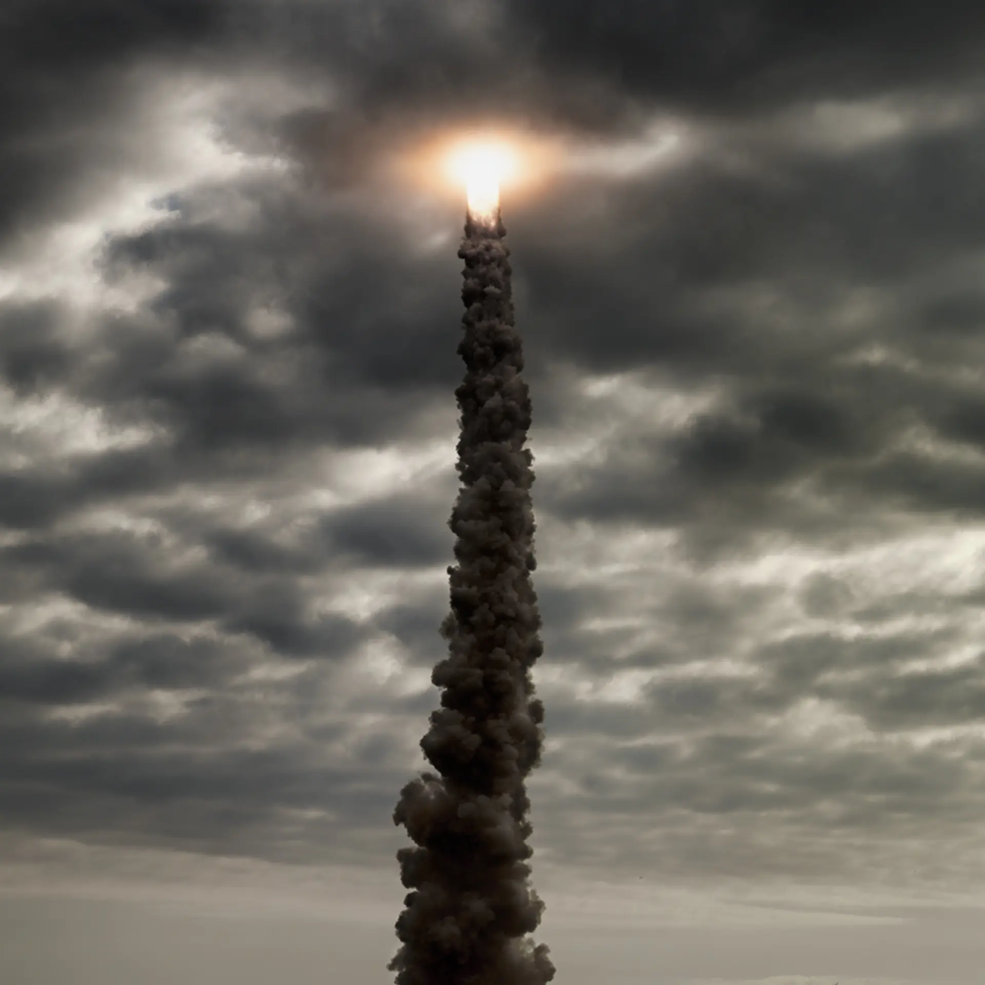 <i>Endeavour</i> passes through the clouds.