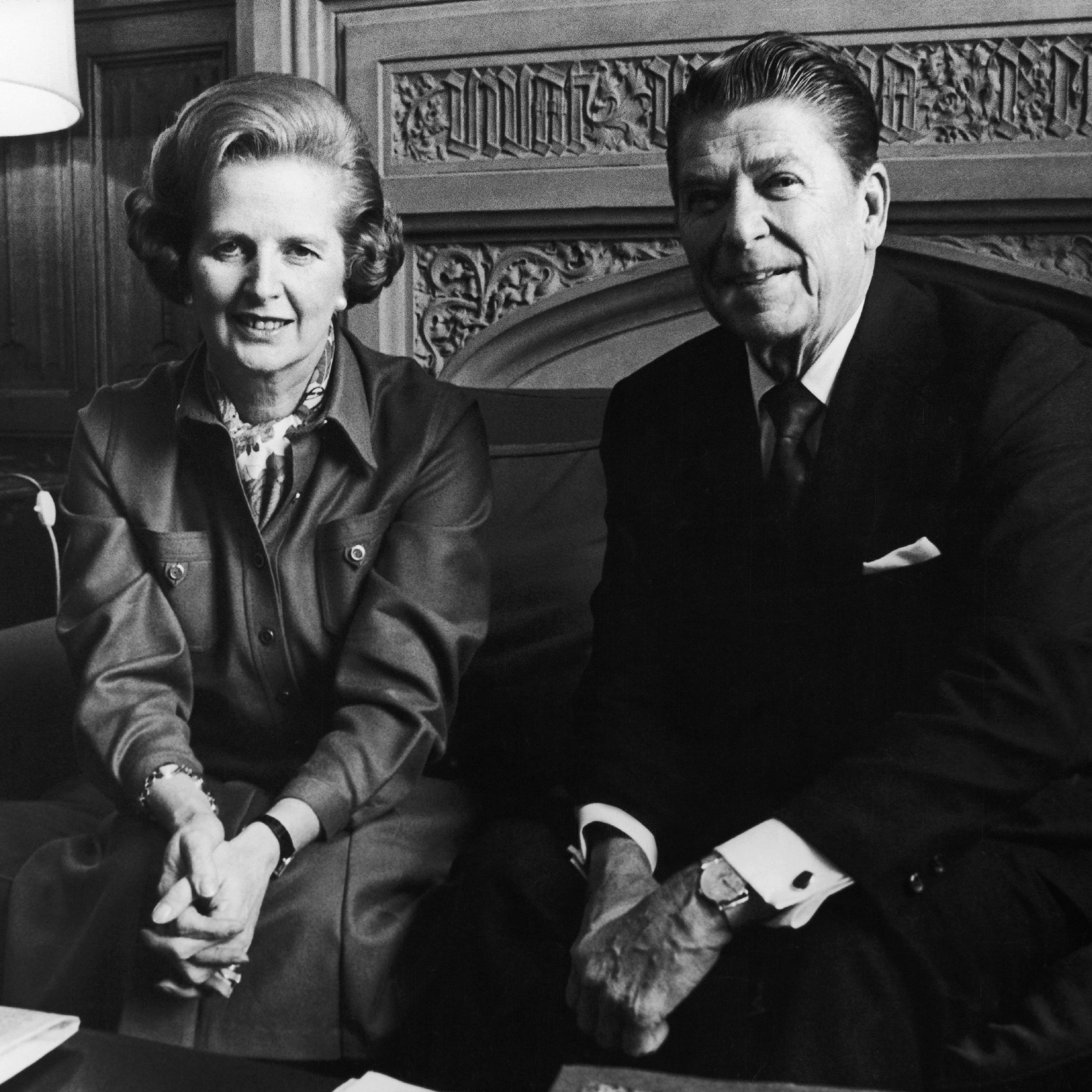 Margaret Thatcher Meets With Ronald Reagan In London In 1978
