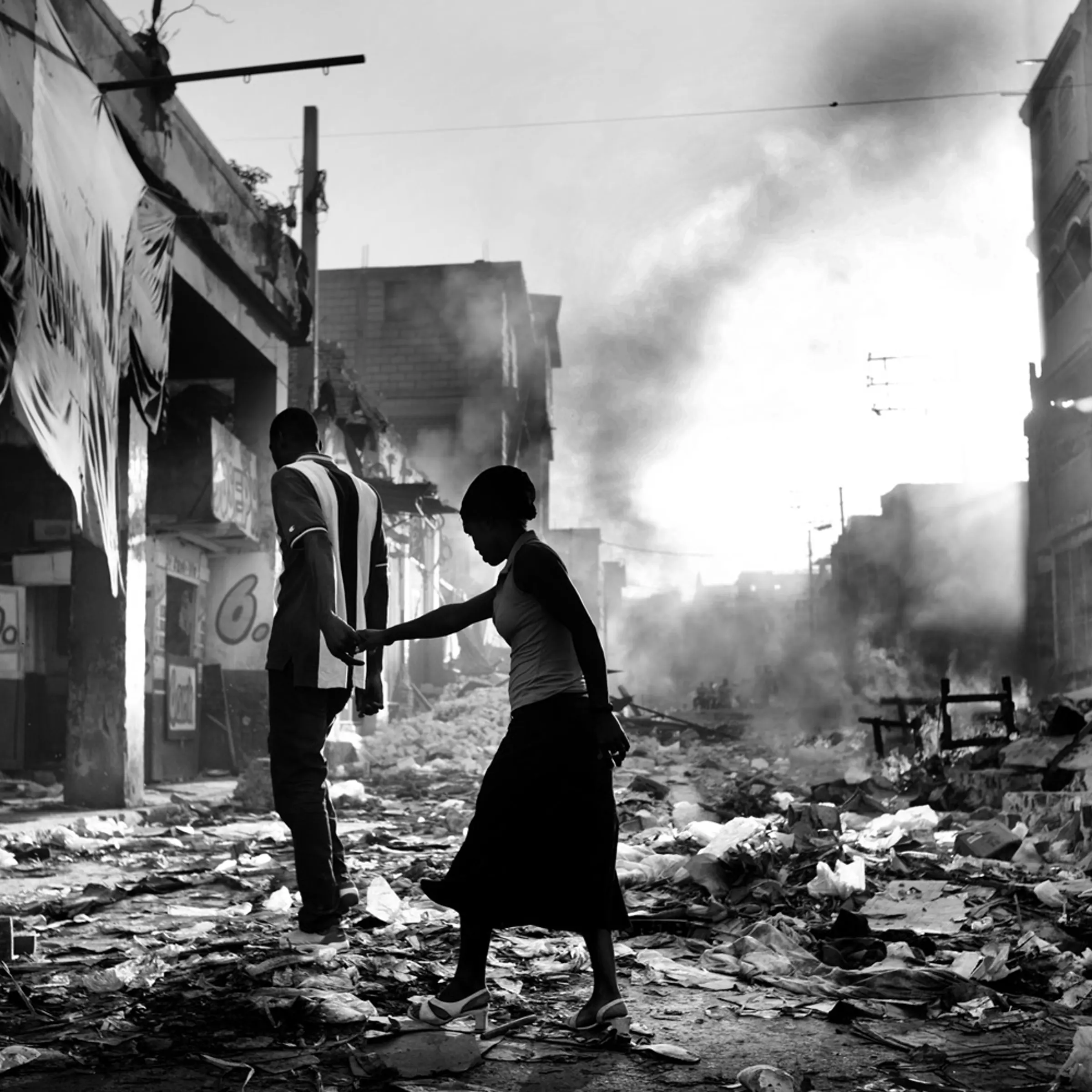 In the center of Port-au-Prince one week after the quake.