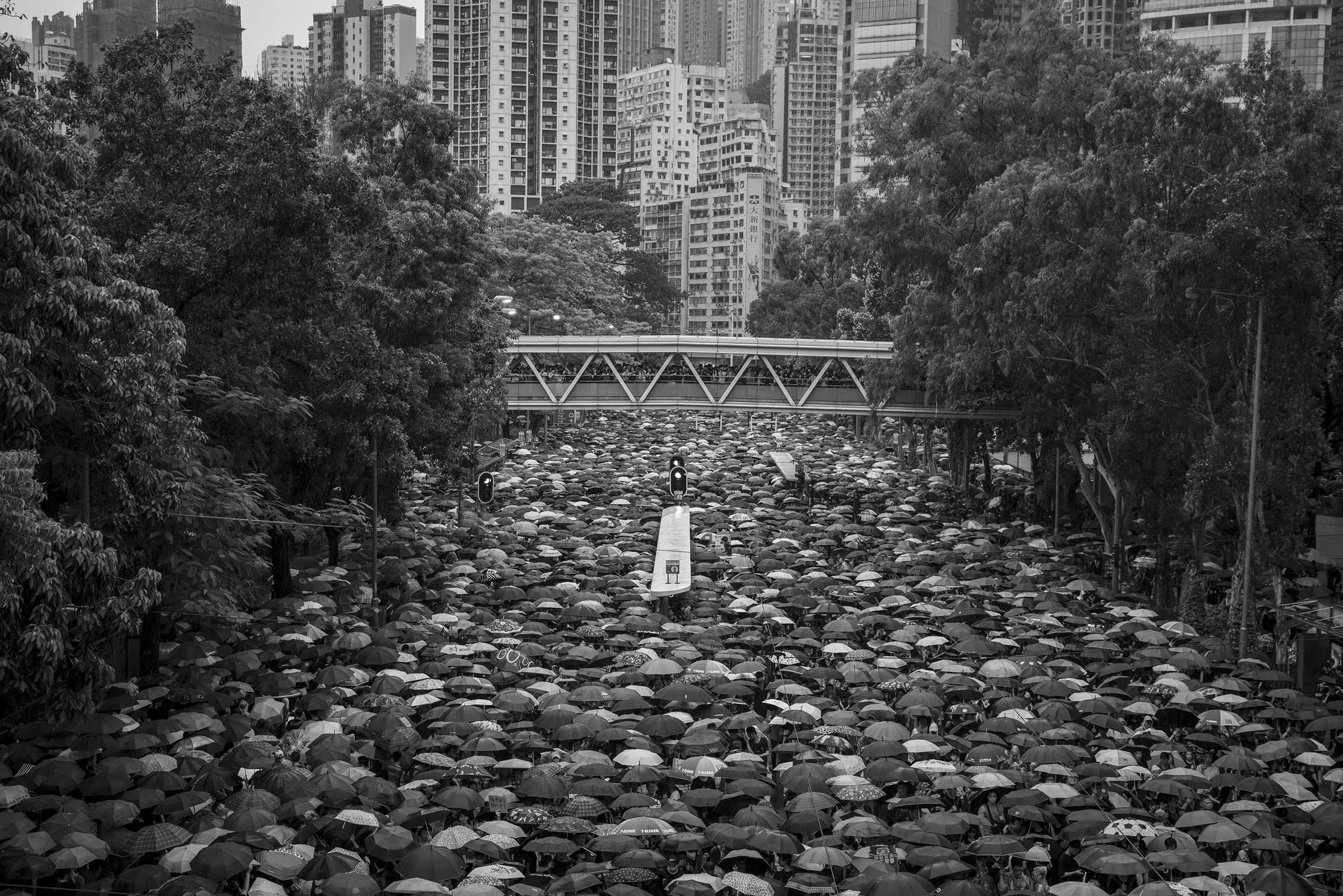 Antigovernment protesters leave a rally in Hong Kong's Victoria Park on Aug. 18, 2019.