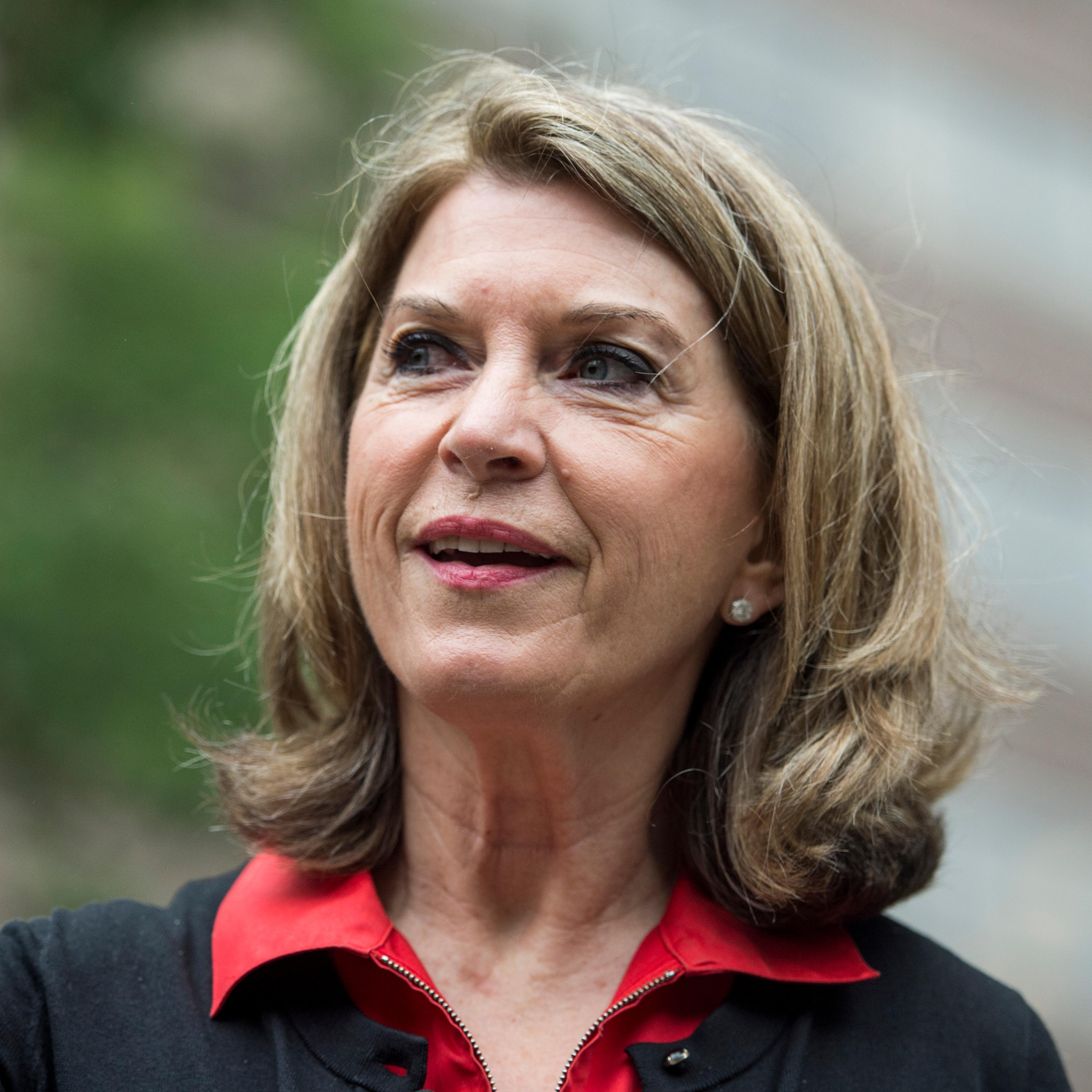 Kathleen Matthews announces her run as a candidate to seek the Democratic nomination to represent Maryland’s 8th Congressional District at the Silver Spring Metro station in Silver Spring, Md on June 3, 2015.