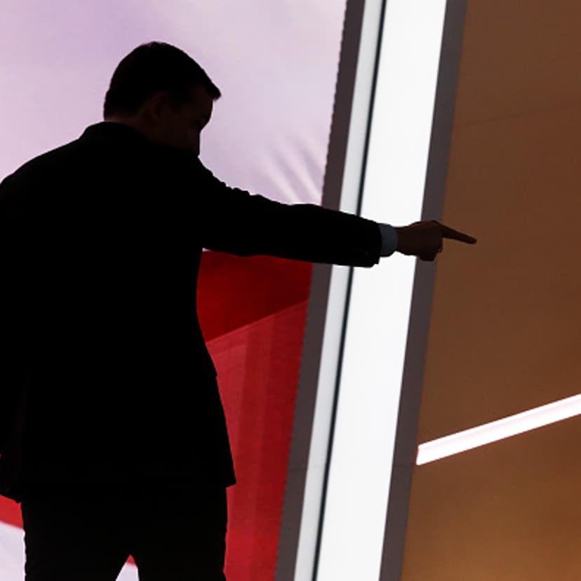Sen. Ted Cruz (R-TX) gestures as he walks off stage after delivering a speech on the third day of the Republican National Convention on July 20, 2016 at the Quicken Loans Arena in Cleveland, Ohio.