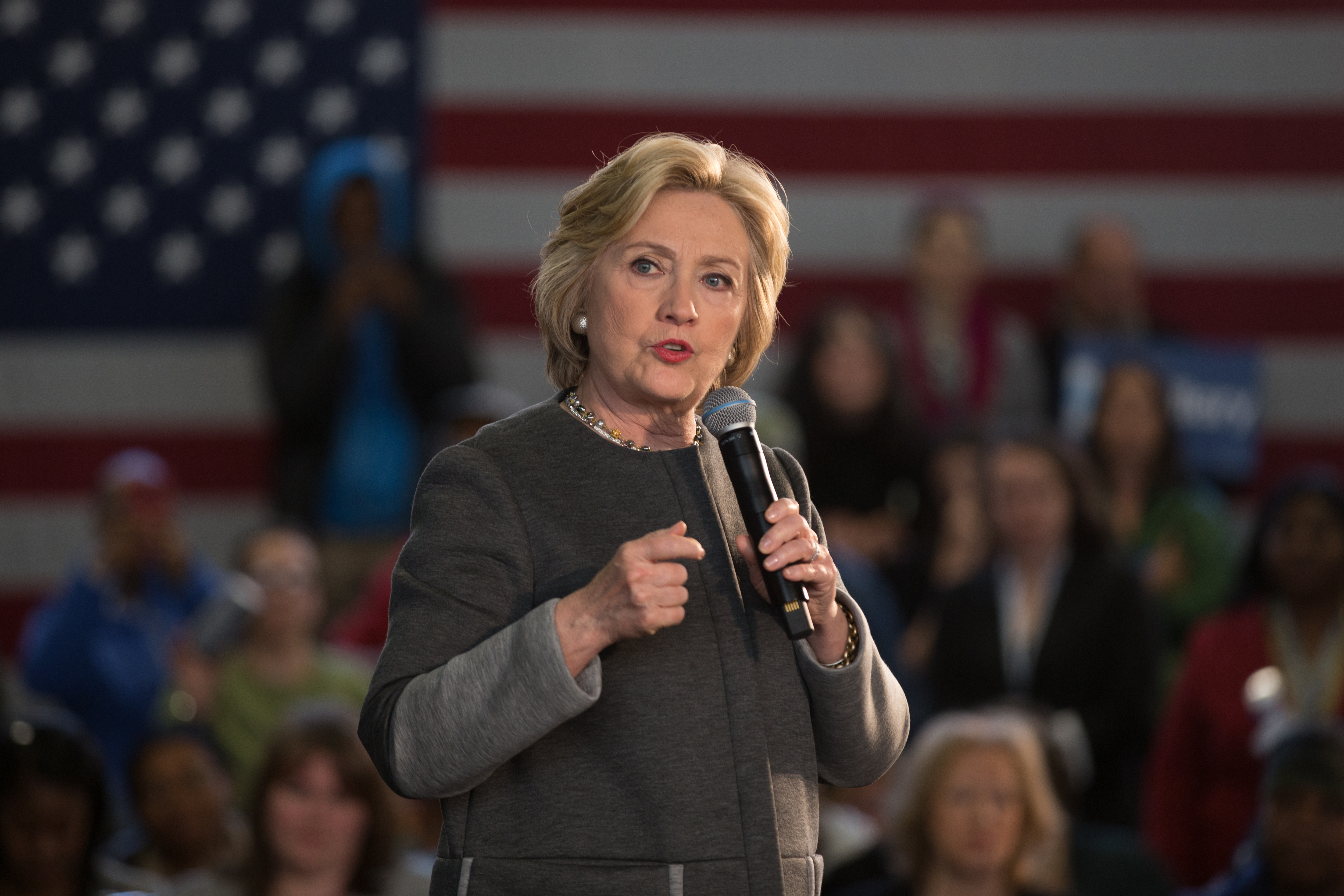 BROOKLYN, NY, UNITED STATES - 2016/05/04: Hillary Clinton speaks at Hillary Town Hall with Congresswomen Yvette Clarke and First lady of New York City Chirlane McCray. (Photo by Louise Wateridge/Pacific Press/LightRocket via Getty Images)